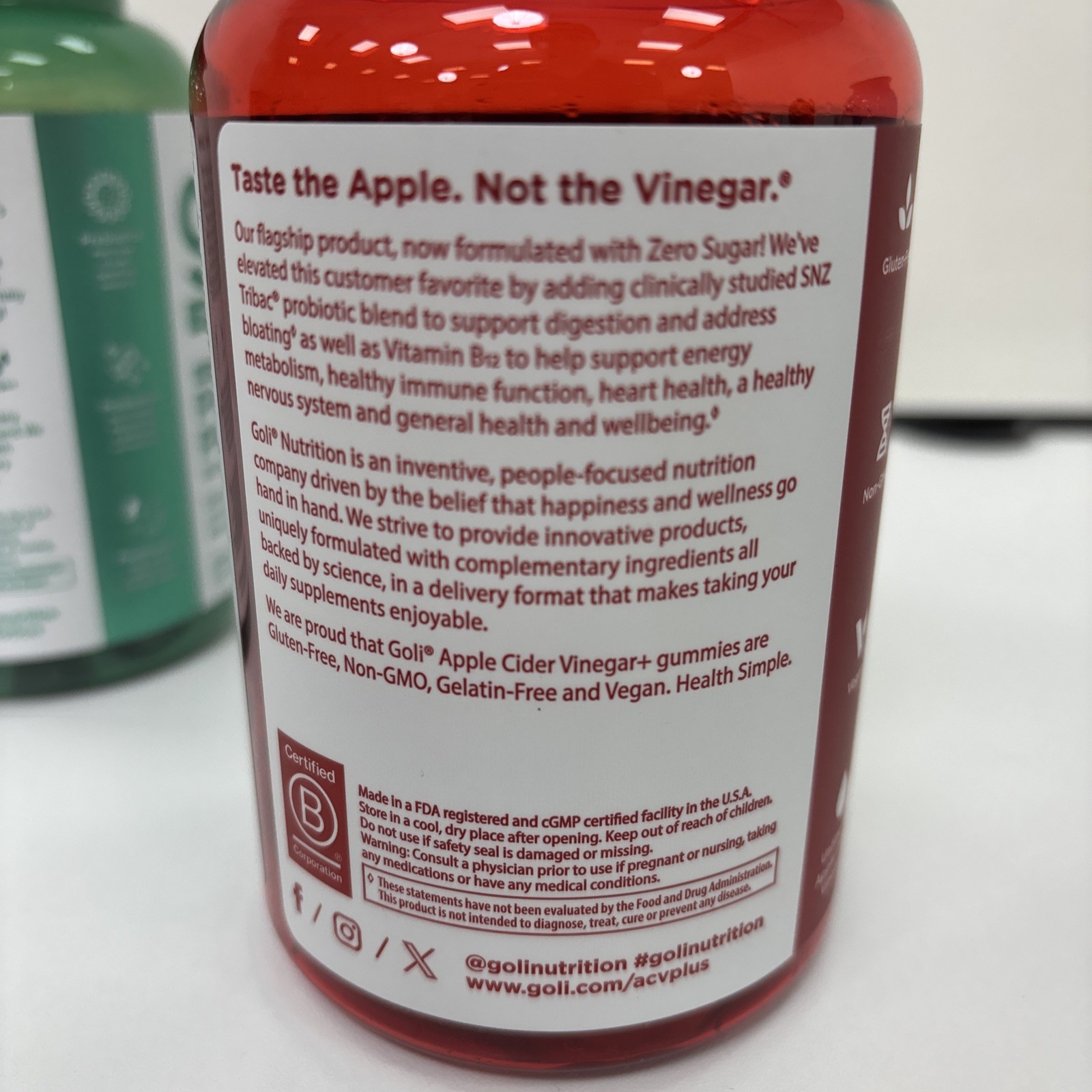 goli 3 Pack Gummy 0-sugar Pre-Post Probiotic, Apple Cider Vinegar, Ashwaganda