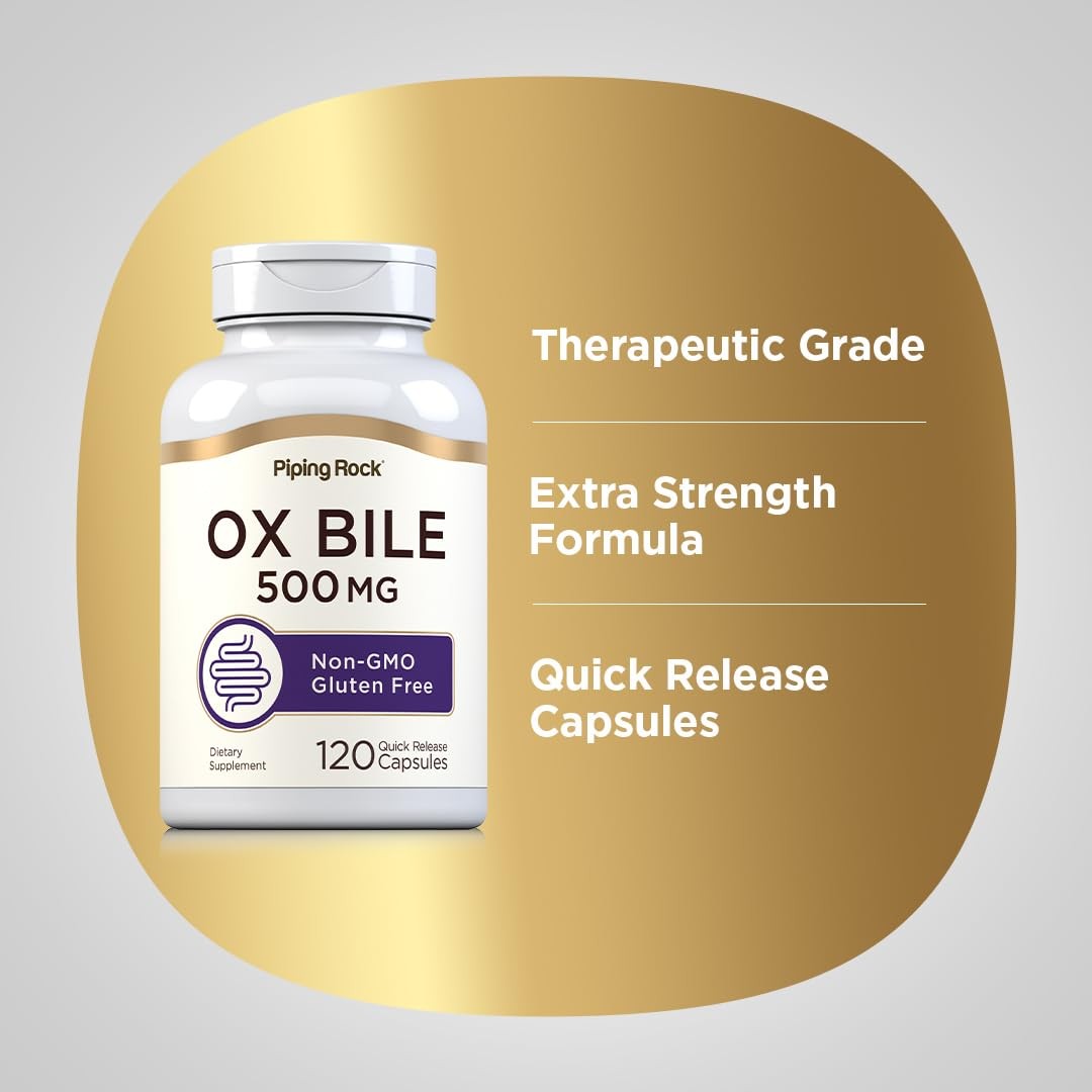 Ox Bile Supplement 500mg | 120 Capsules | Digestive Enzyme | Non-GMO, Gluten …