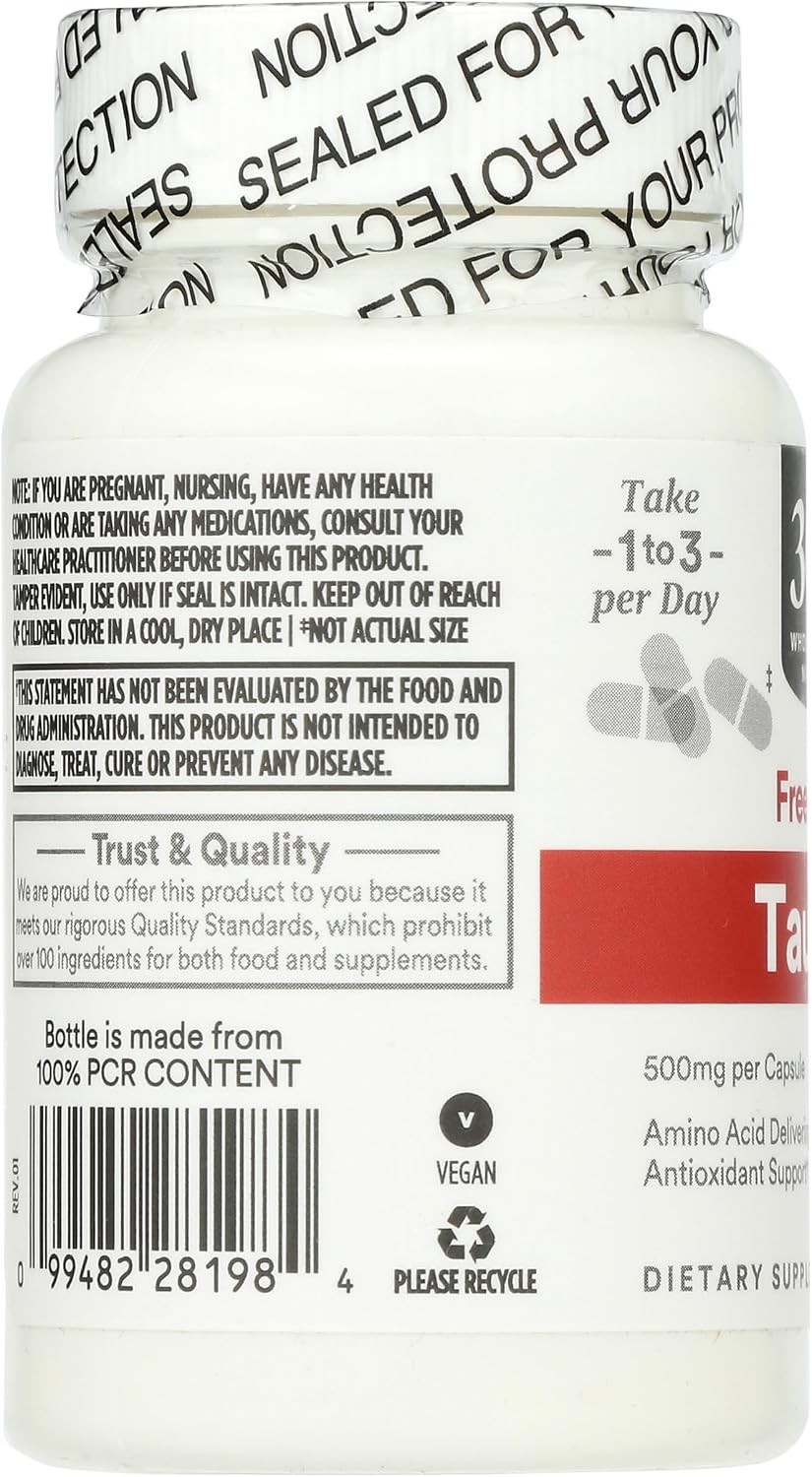 Taurine 500mg – 60 Count Capsules for Antioxidant Support & Energy