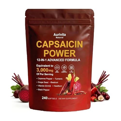 Capsaicin Softgels,auri Cayenne Pepper softgels， with Vitamin E, D3+K2,