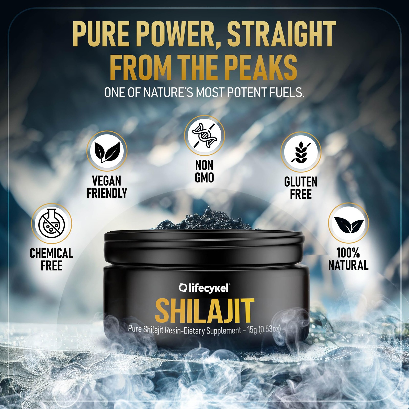 Life Cykel Lifecykel Pure Shilajit Resin 15G Wild-Harvested Mineral-Rich