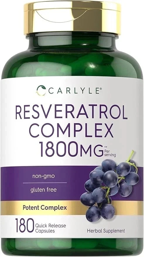 Carlyle Resveratrol Complex 180 Capsules | Trans Resveratrol & Grape Seed
