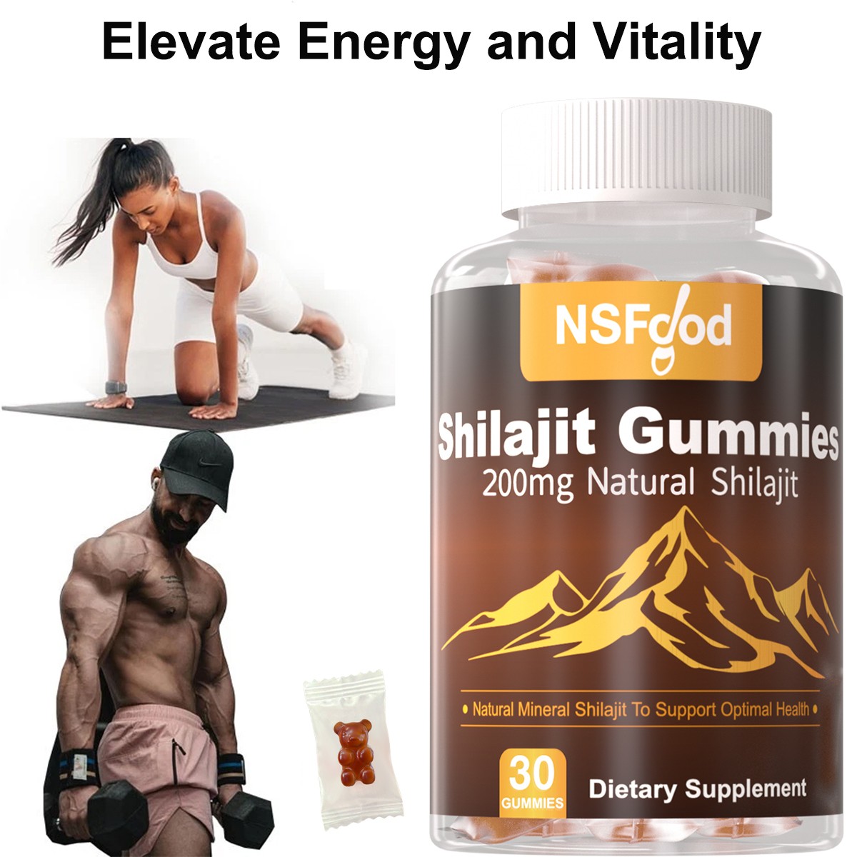 NSFdod Pure Himalayan Shilajit Gummies with 30 Count (Pack of 1) w/ Fulvic Acid