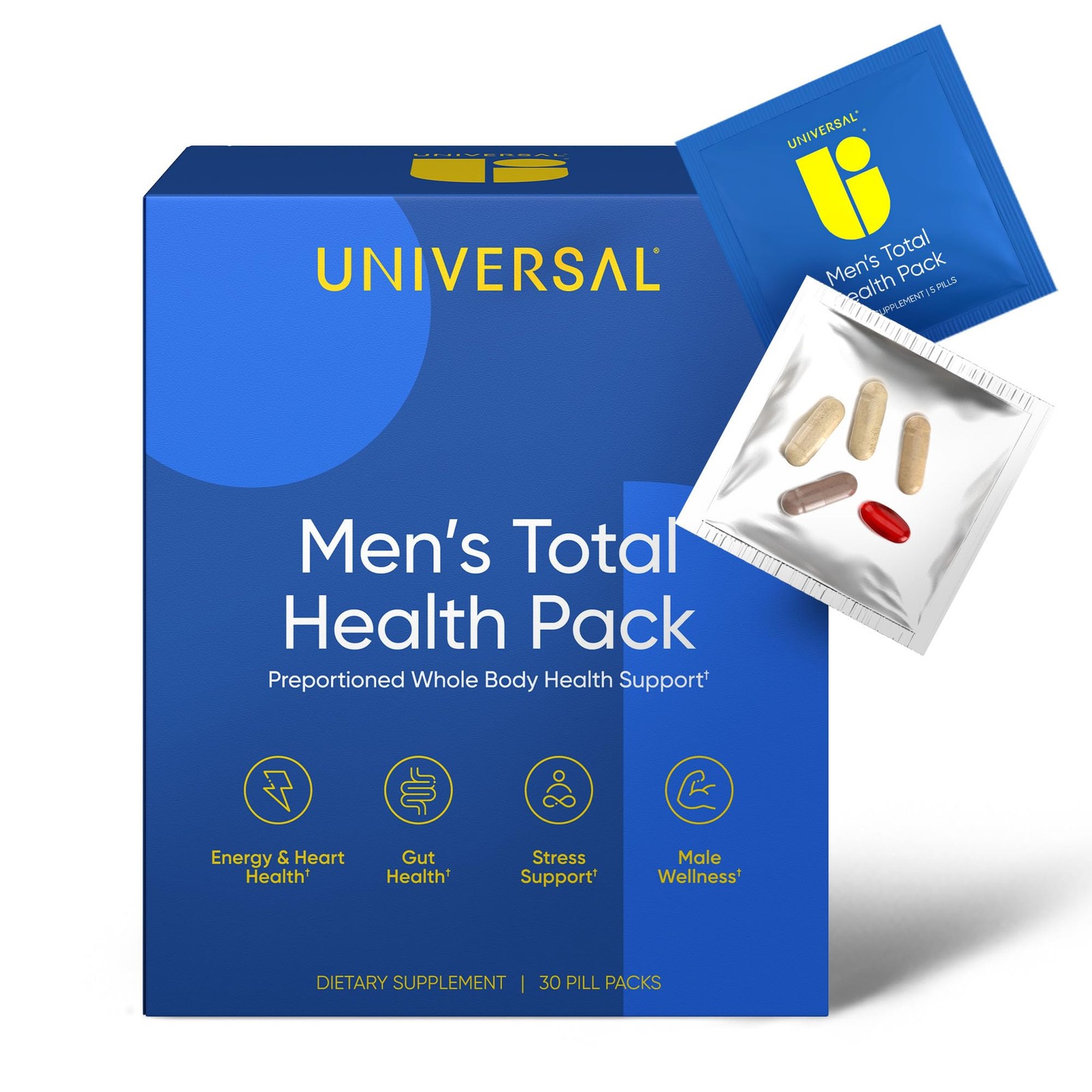 Universal U Men’s Total Health Multivitamin Pack 30 Count Convenient Supplement