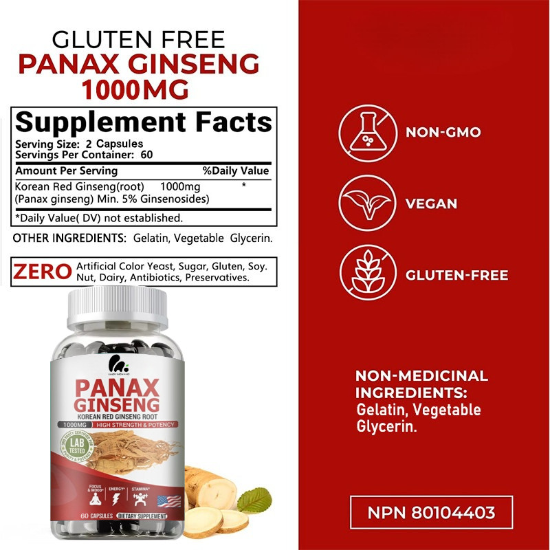 Ginseng capsules – 100% natural – improve physical function – endurance