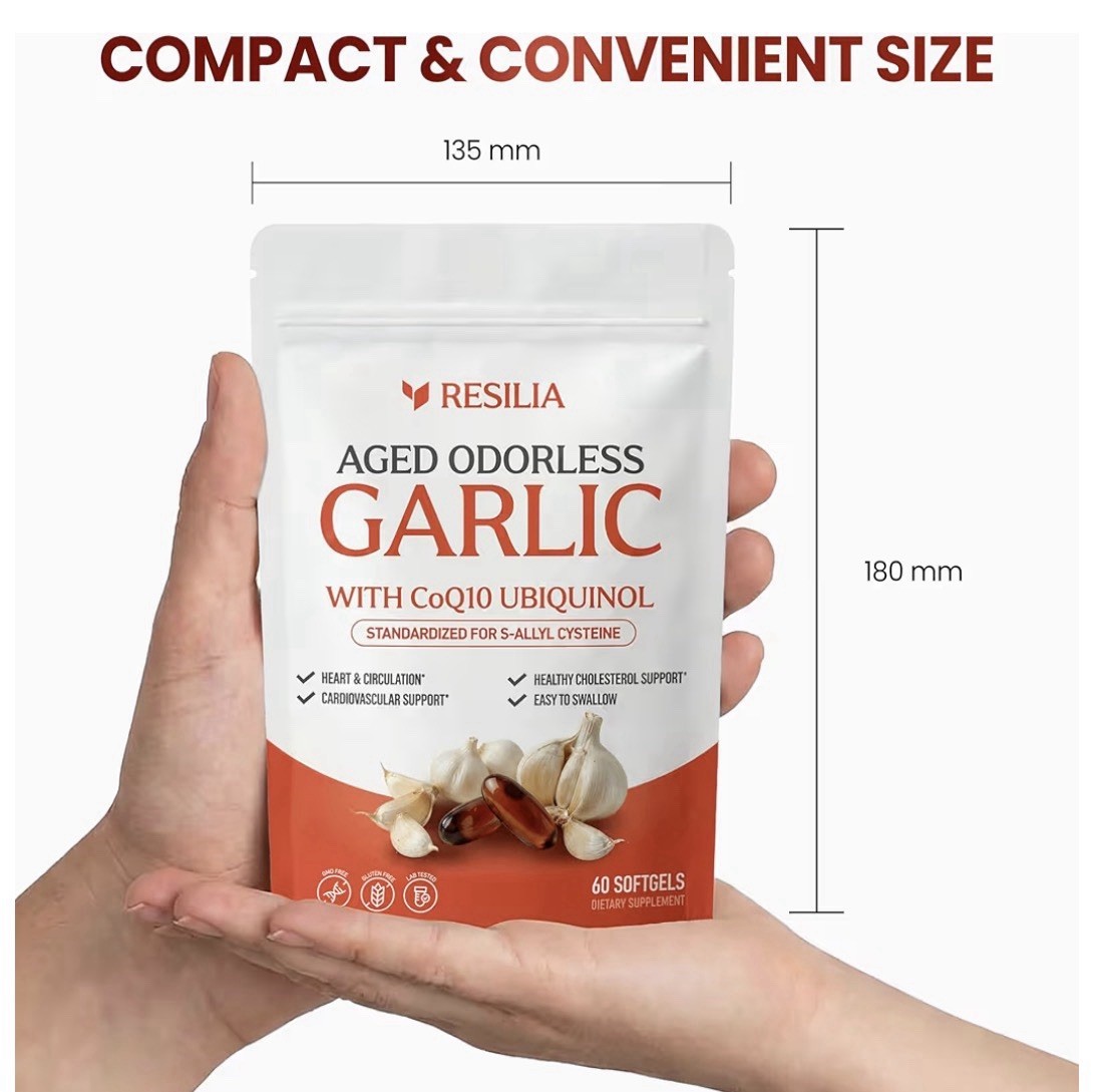 Resilia Garlic Extract 600mg Softgels (60 Count) – Odorless Aged Garlic Extra…
