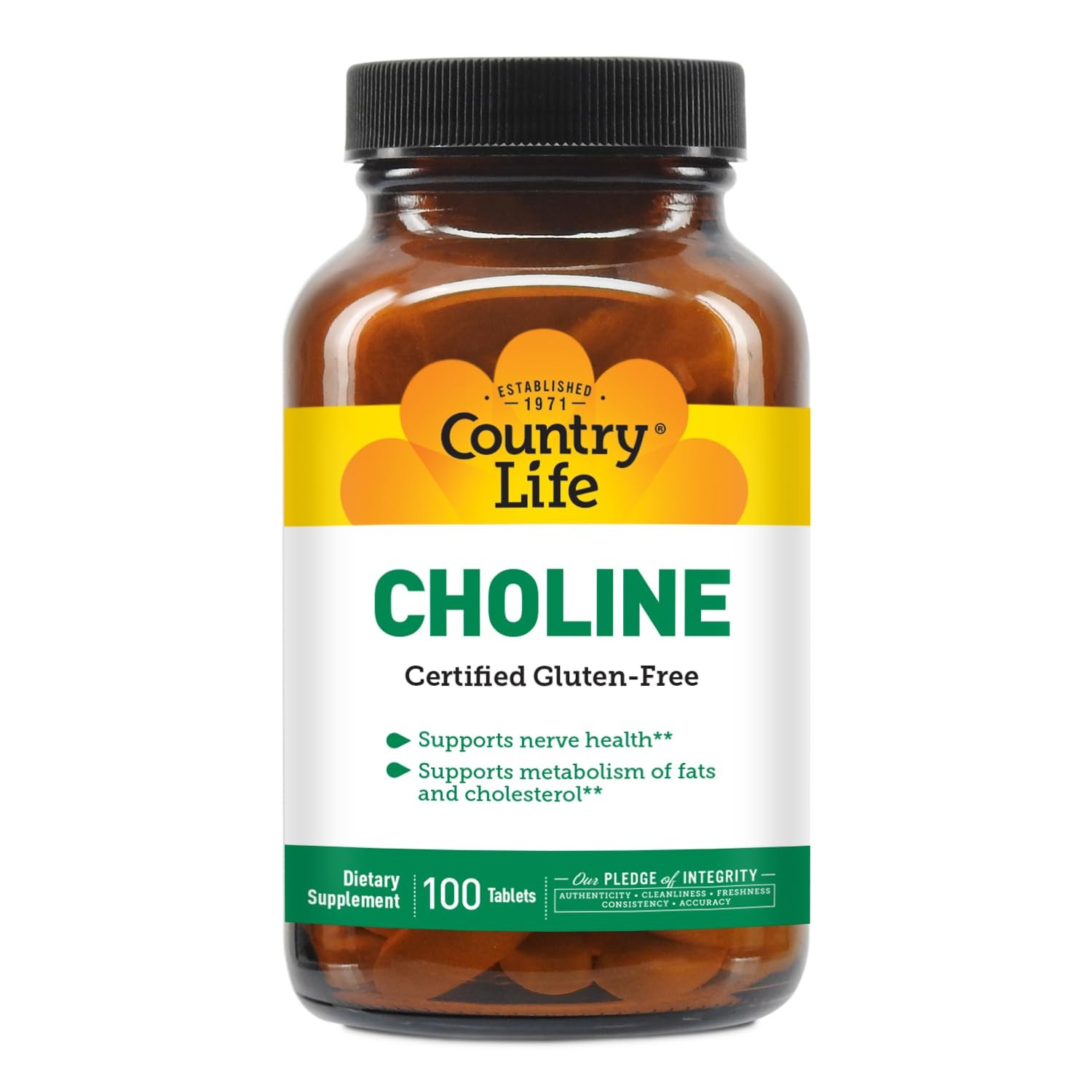 Country Life Choline 266mg, Certified Gluten Free, 100 Count (Pack of 1)