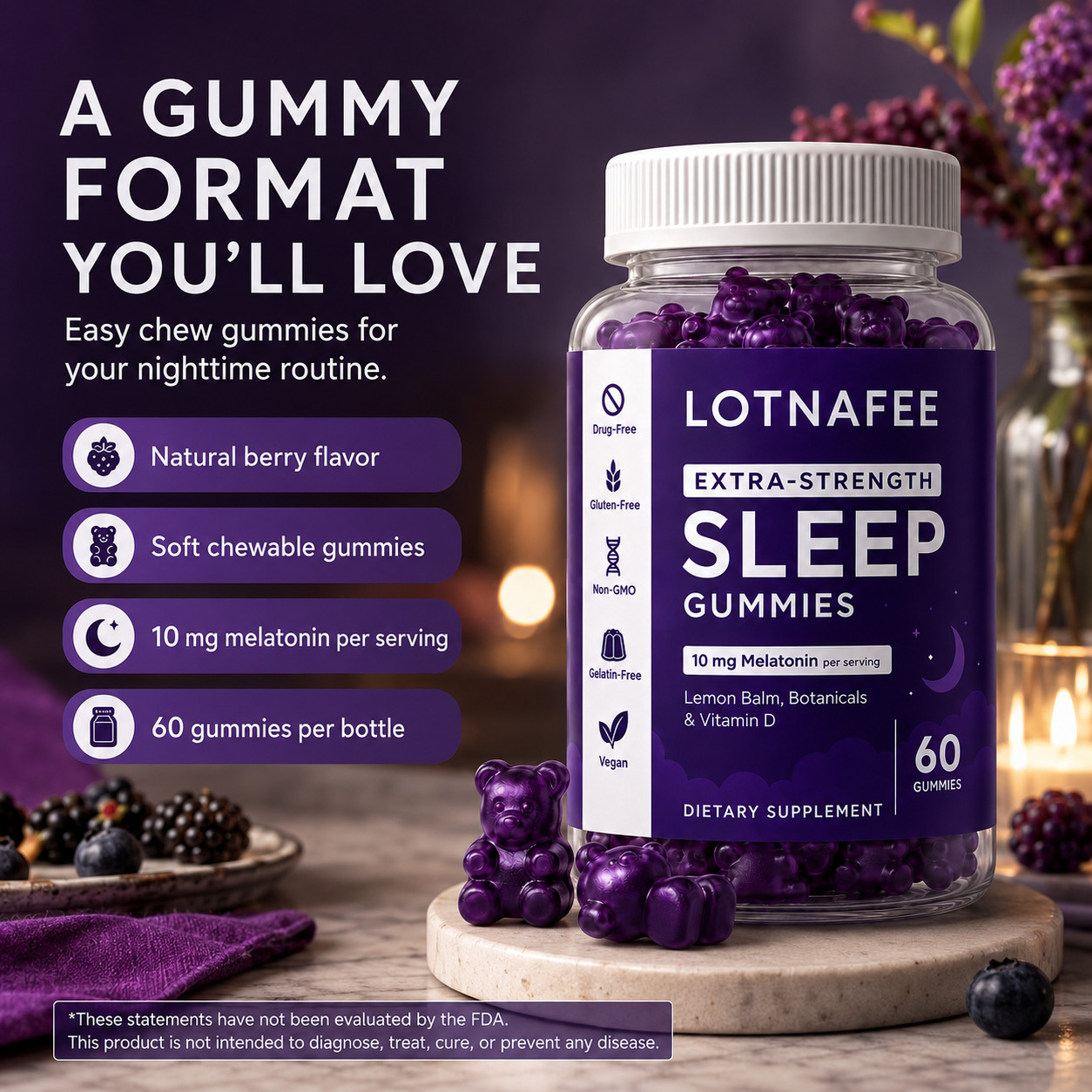 Nutritional Supplement, Extra Strength Sleep Gummy – 60 Co