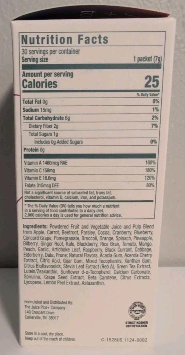 Juice Plus+ Superfood Powder 30 Stick Packs 7.5 Oz EXP. 07/2026