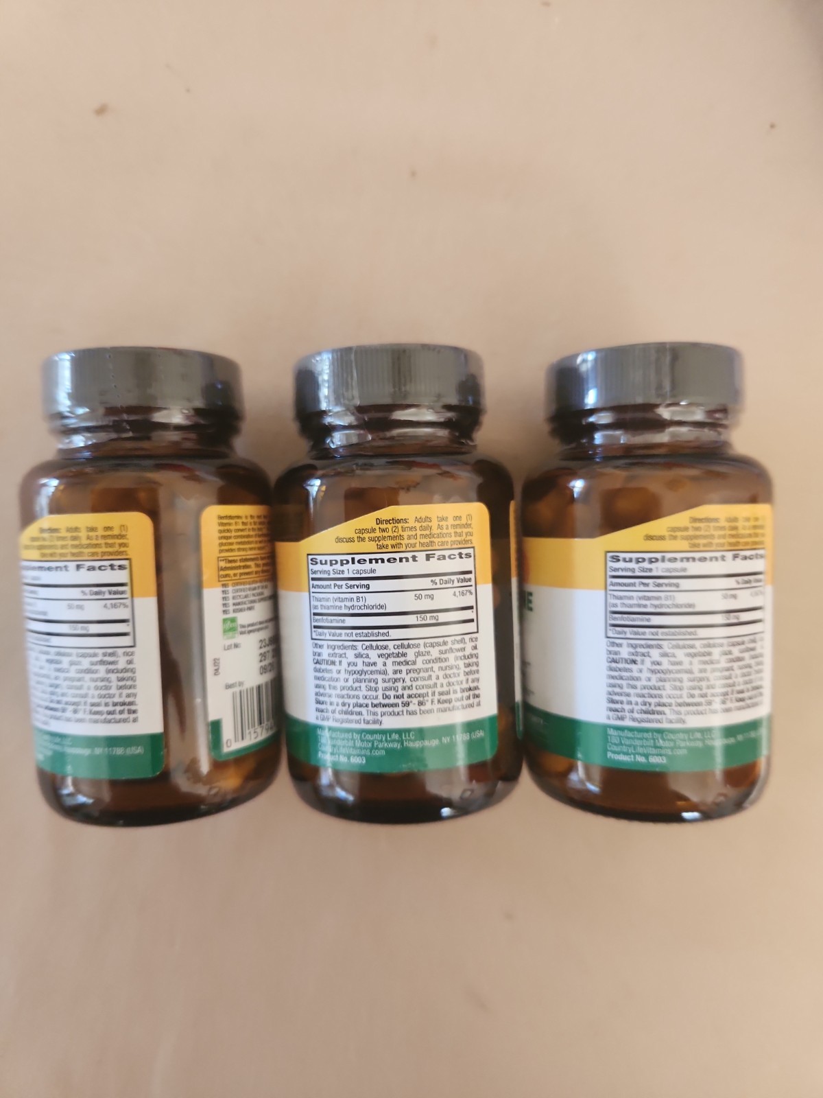 Benfotiamine with Thiamin – 60 Vegetarian Capsules –Pack of 3