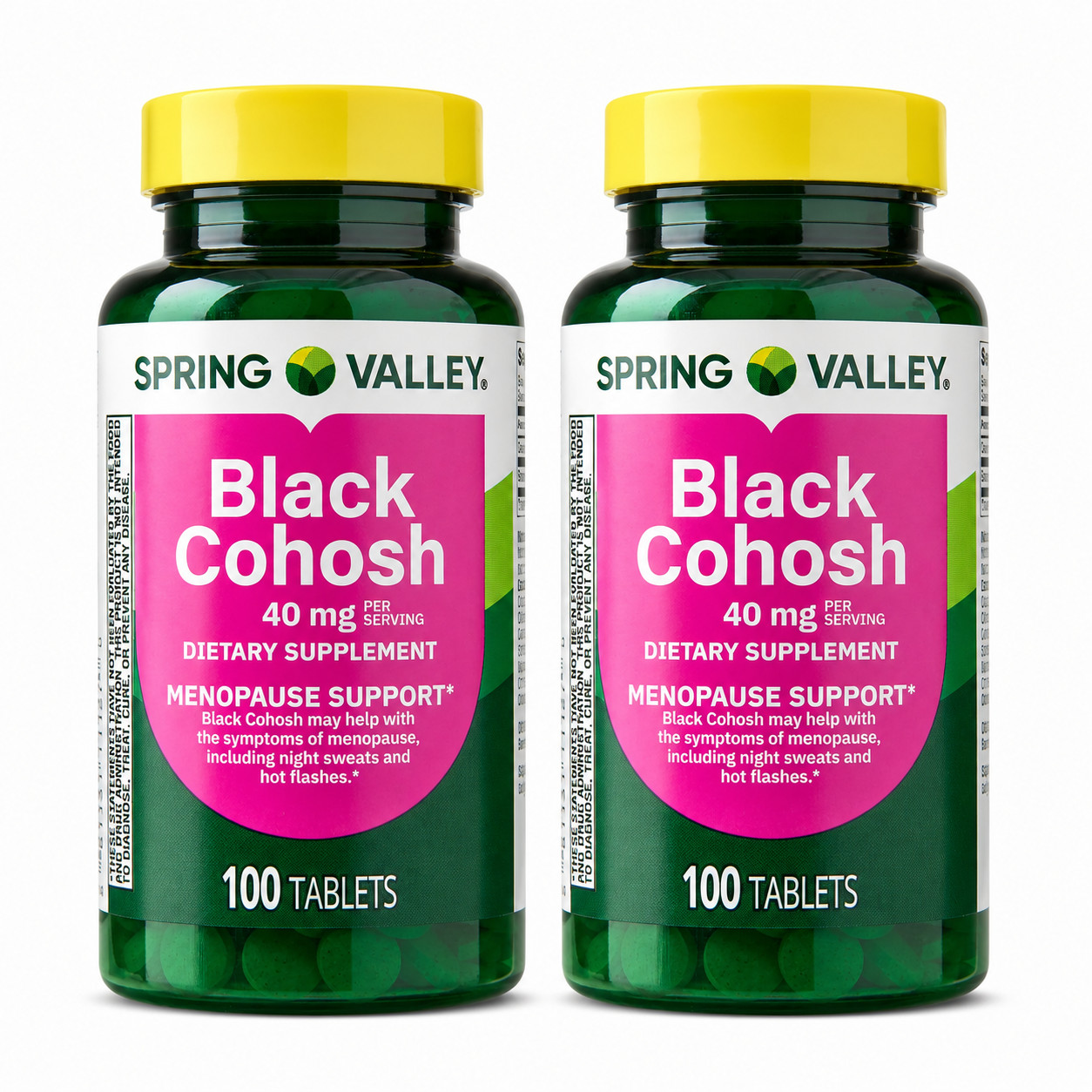 Spring Valley Black Cohosh 40mg 2 Pack 100 Tablets Menopause Support