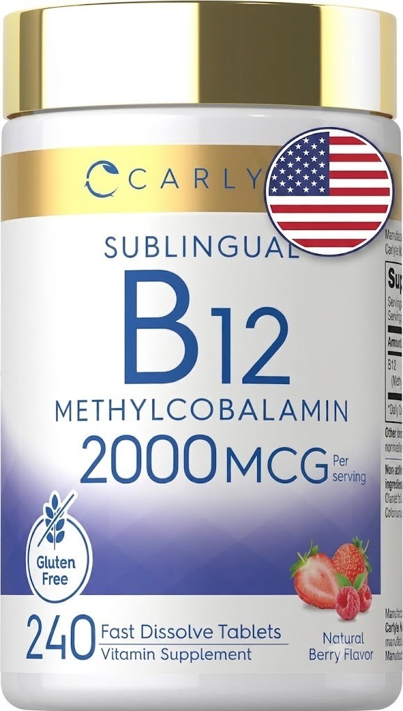 Sublingual B12 Methylcobalamin 2000mcg 240 Fast Dissolve Energy Brain Berry Vega