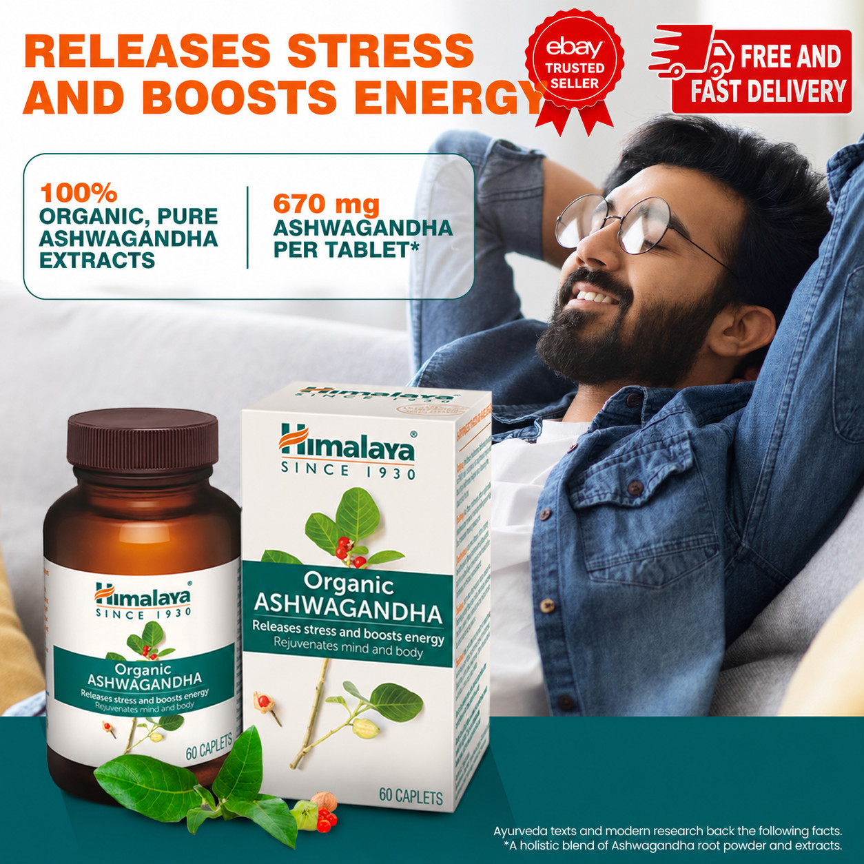 Himalaya Organic KSM – 66 Ashwagandha 670mg 120 Tablets Pack of 2 Stress Relief