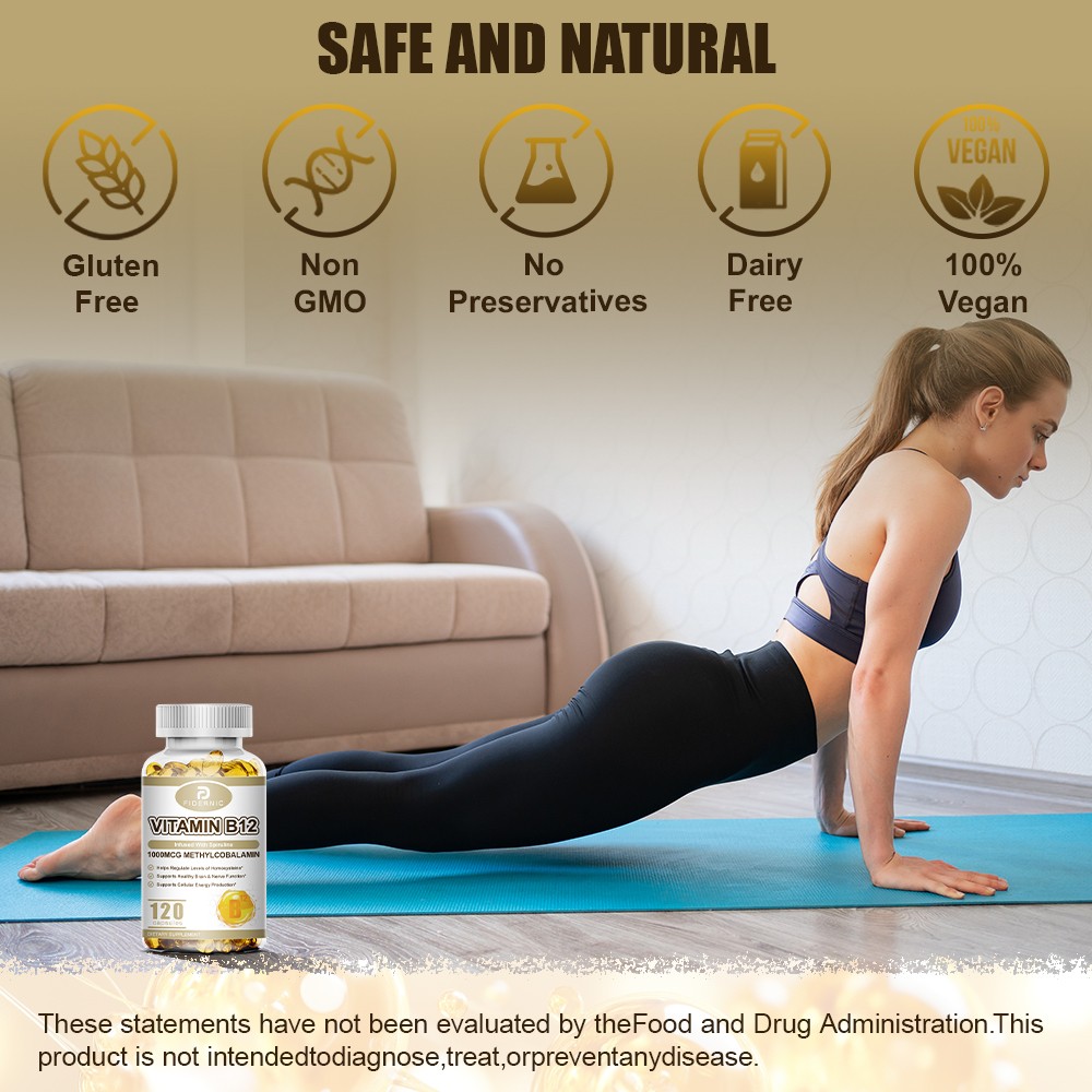 Vitamin B12 (Methylcobalamin) 1000mcg, 120 Capsules High Strength – Non-GMO