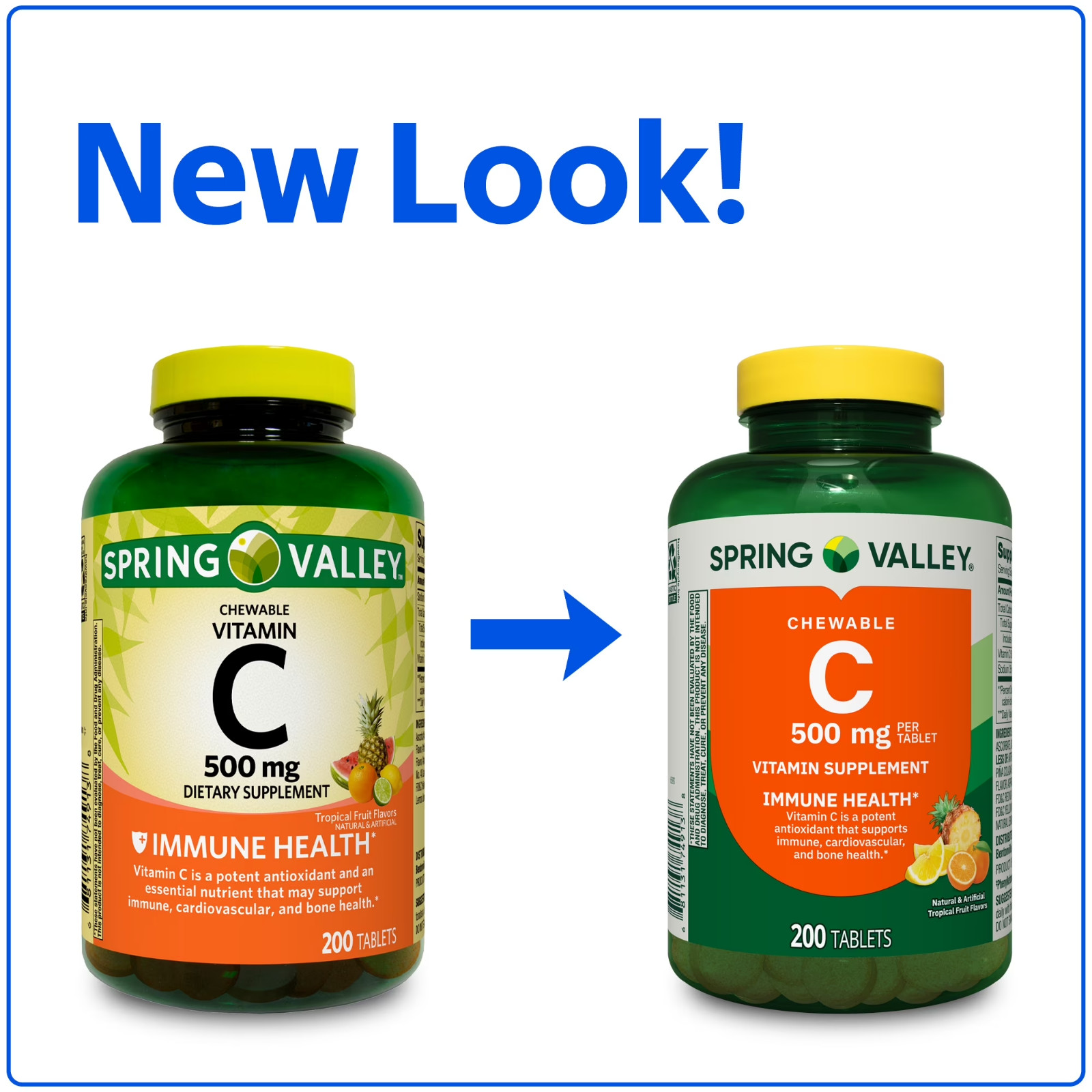 Spring Valley Vitamin C Chewable Tablets 500 mg, 200 Count – Immune Health