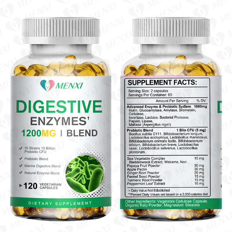 Digestive Enzymes 1200mg Blend 120 Capsules, 10 Strains 10 Billion Probiotic CFU