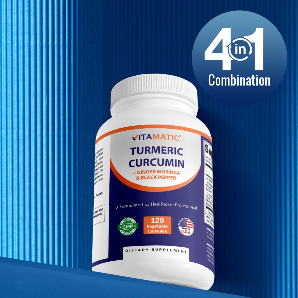 Vitamatic Turmeric Curcumin 3000mg 10:1 Supplement 120 Veg Capsules