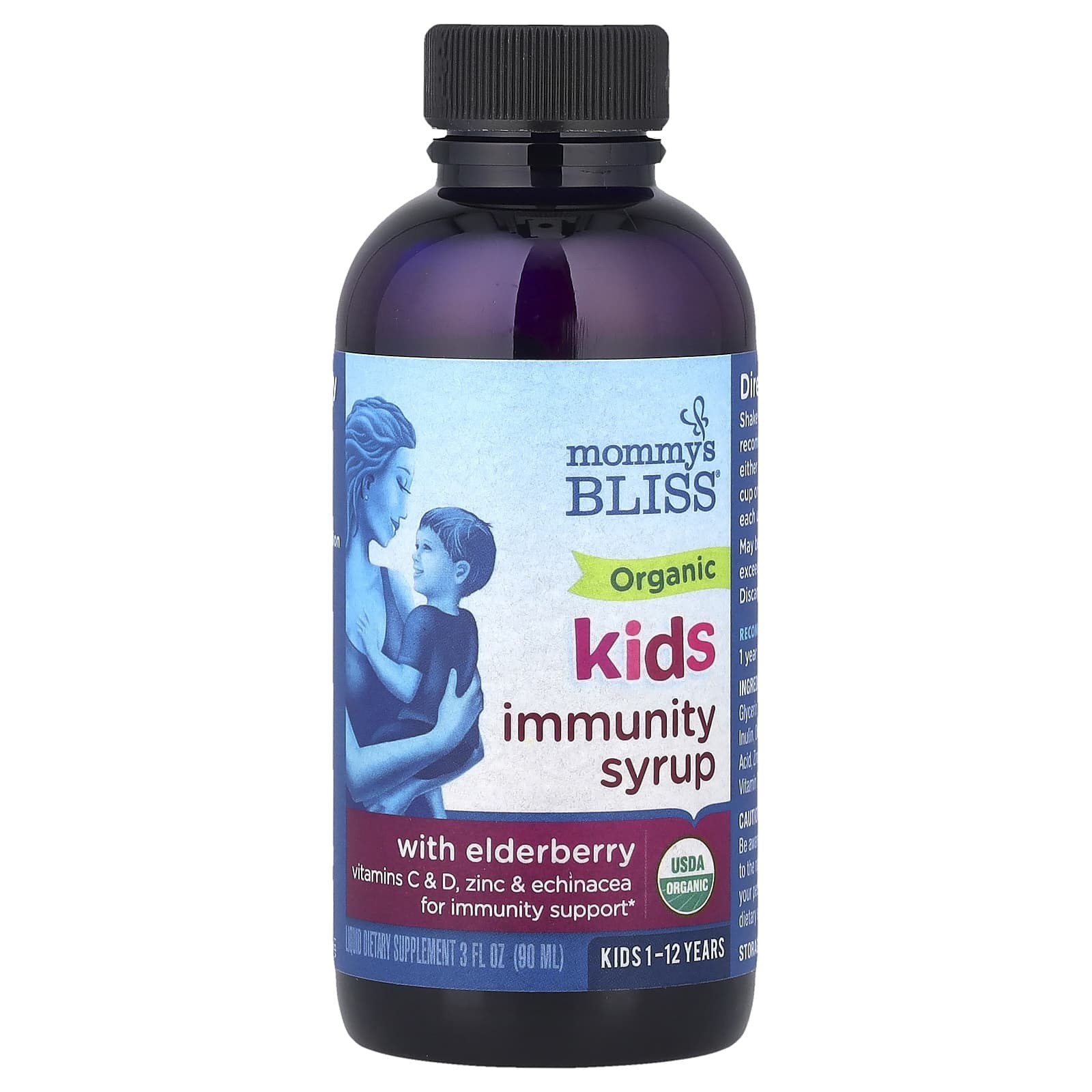 Mommy’s Bliss Organic Kids Elderberry Syrup Immunity Support 3 fl oz 90mL 18 Ser
