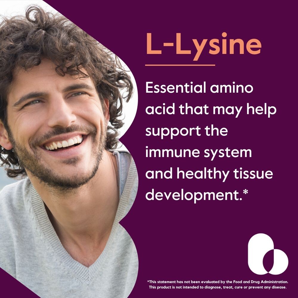 L-Lysine 500mg (240 Vegetarian Capsules)-No Fillers-Vegan-Non GMO-Gluten Free
