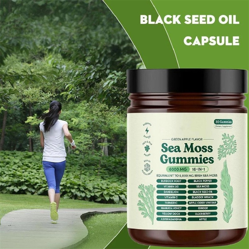 2x 16 in 1 pure Sea Moss Gummy | Irishmoss Extract 6000Mg |Green Apple Flavor