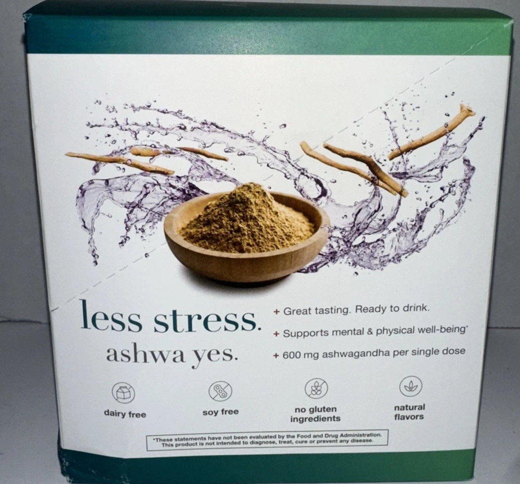 Less Stress Ashwa Yes. 1200mg Ashwagandha Per Dose 12 Pack Blueberry Flavor