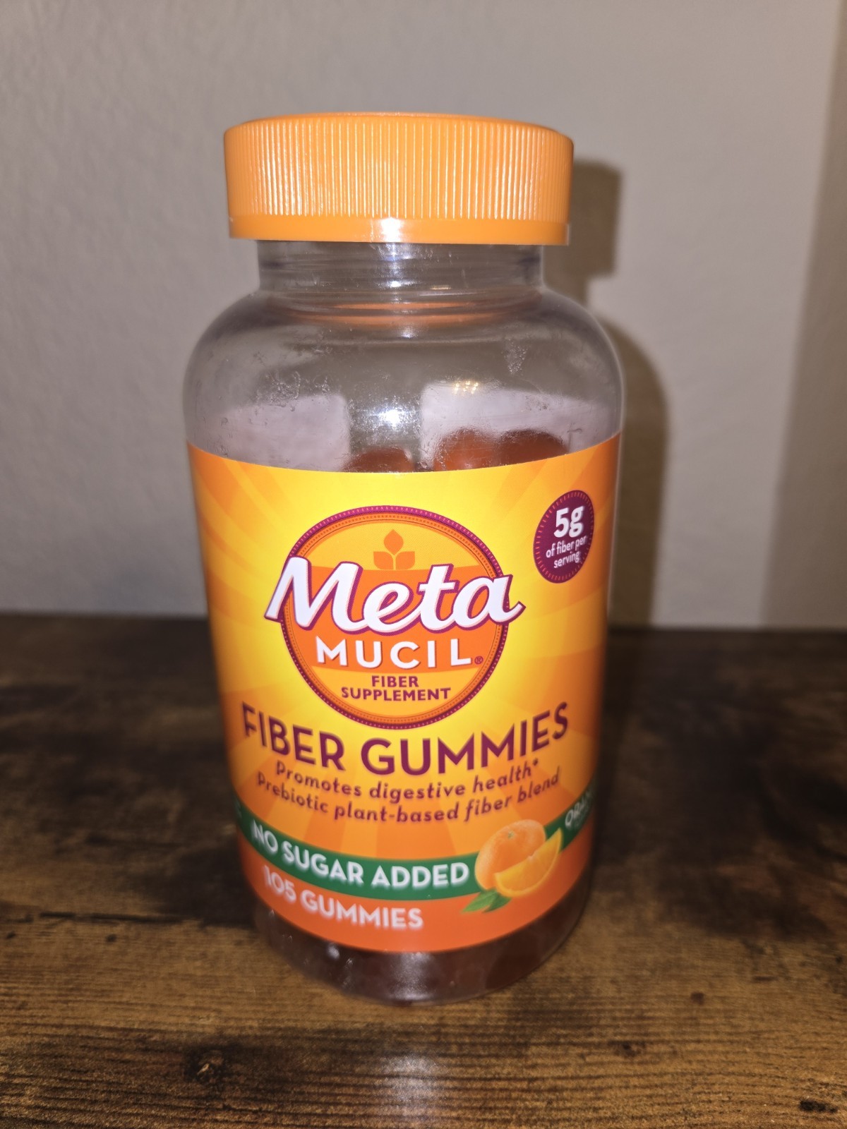 NEW METAMUCIL FIBER SUPPLEMENT GUMMIES, NO SUGAR ADDED, ORANGE, 105 CT EXP 11/27