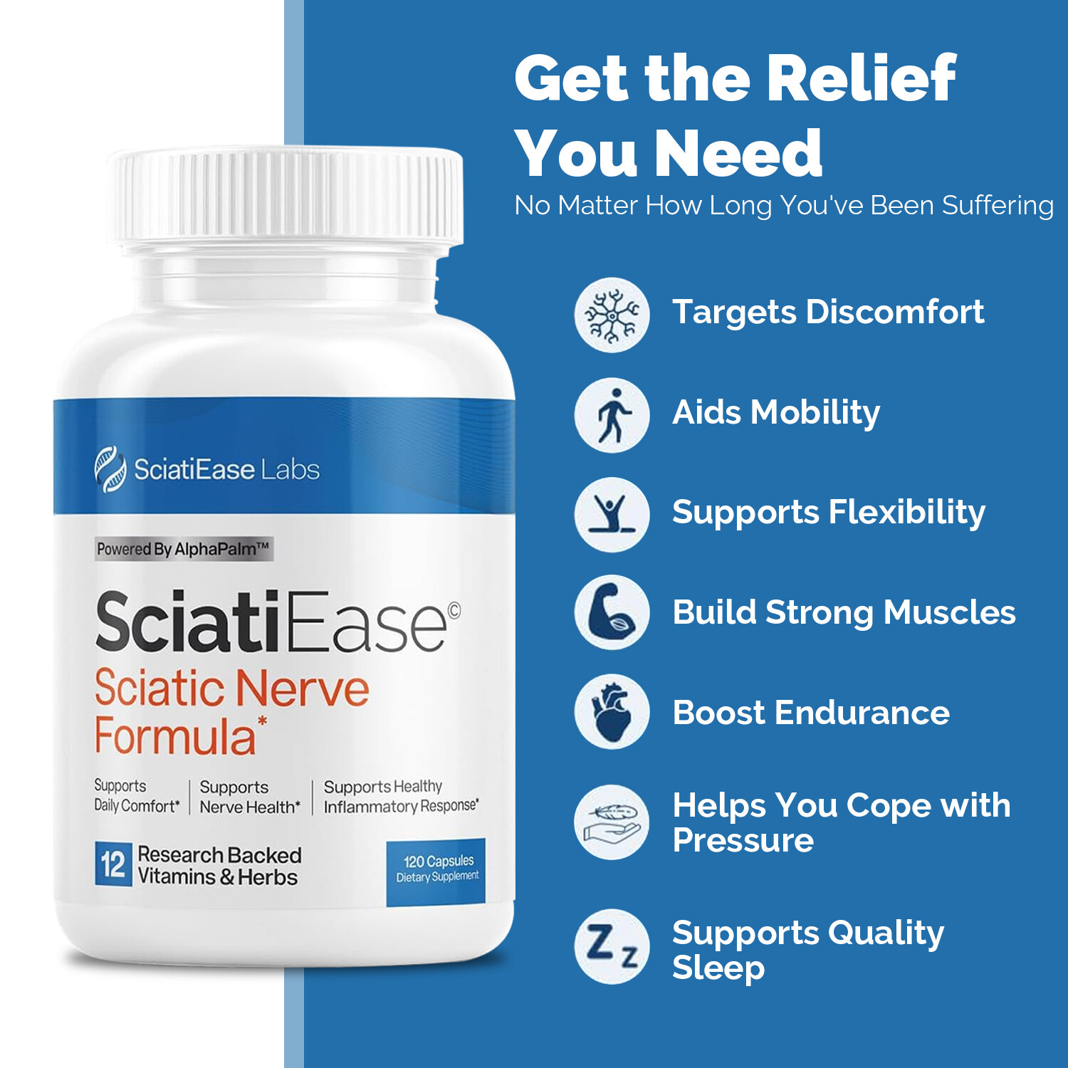 SciatiEase Labs Sciatic Nerve Formula – R-ALA, PEA – Relieve Pain & Inflammation
