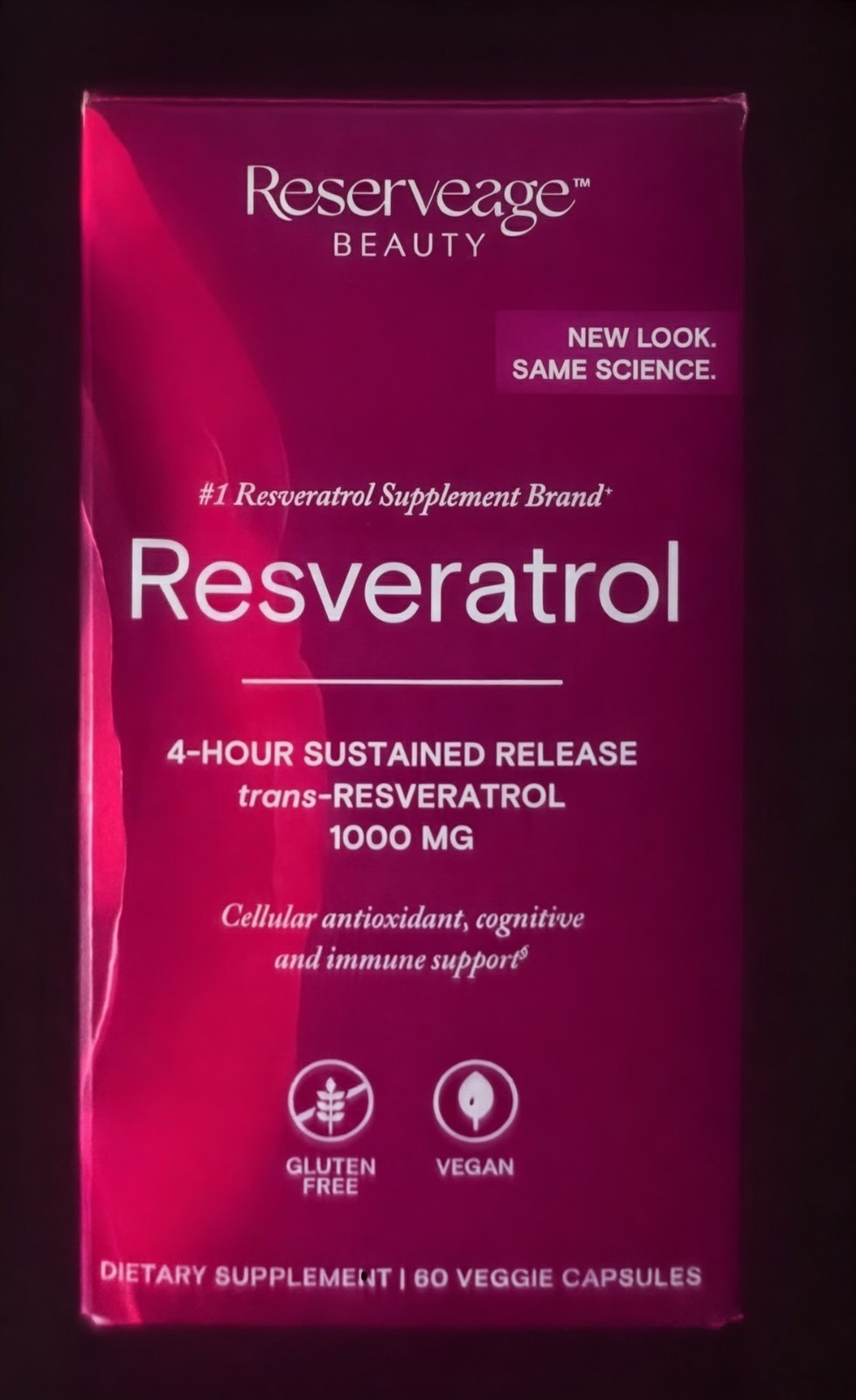 Reserveage Resveratrol 500 mg with Pterostilbene 60 Veggie Capsules Exp 8/2027