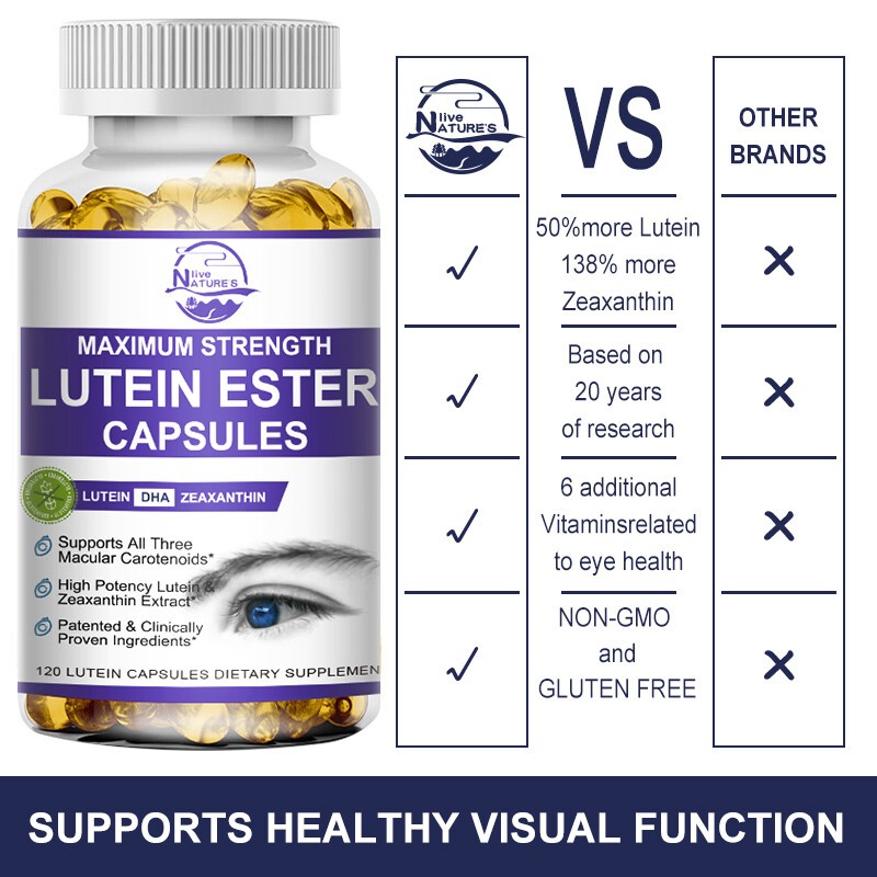 120Pcs Eye Vitamins Lutein,Zeaxanthin,Relief Eye Strain,Vision Health,Supplement