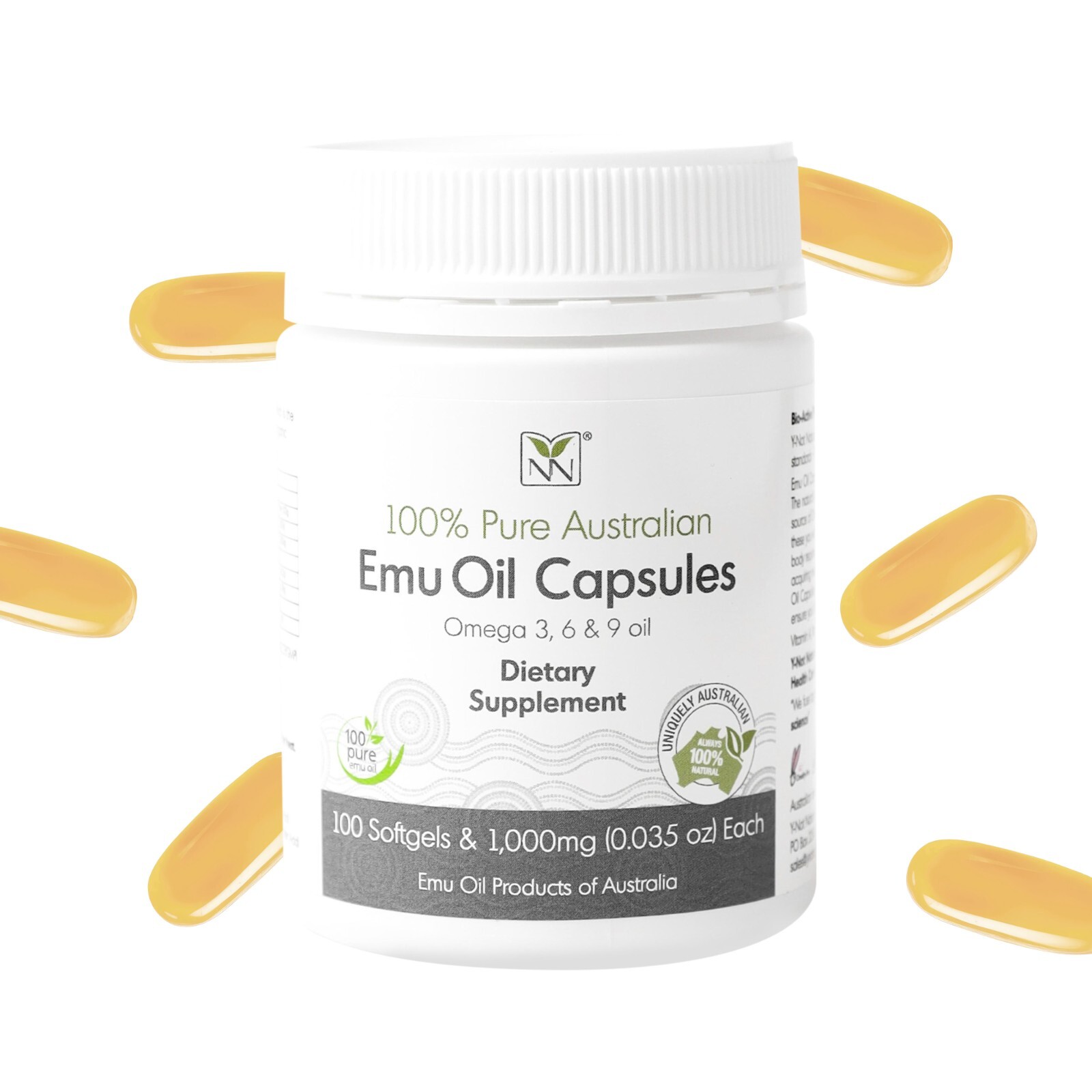 Emu Oil Capsules – Heart, Hair, Metabolism & Joint Support Supplement – Pharmace