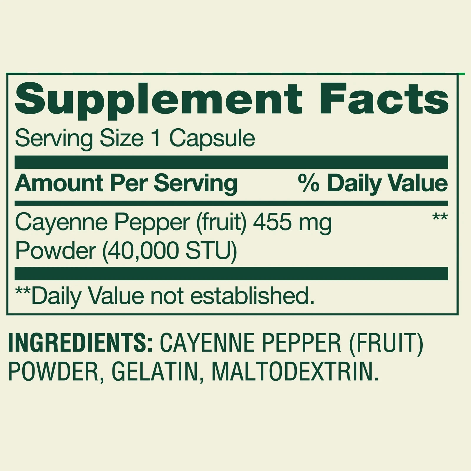 Spring Valley Cayenne Metabolism Support Supplement Capsules 455 mg 100 Count