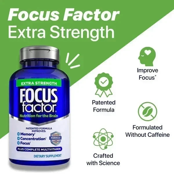 3 Packs Focus Factor Adults Extra Strength- Brain Supplement for Memory- 120 Tab