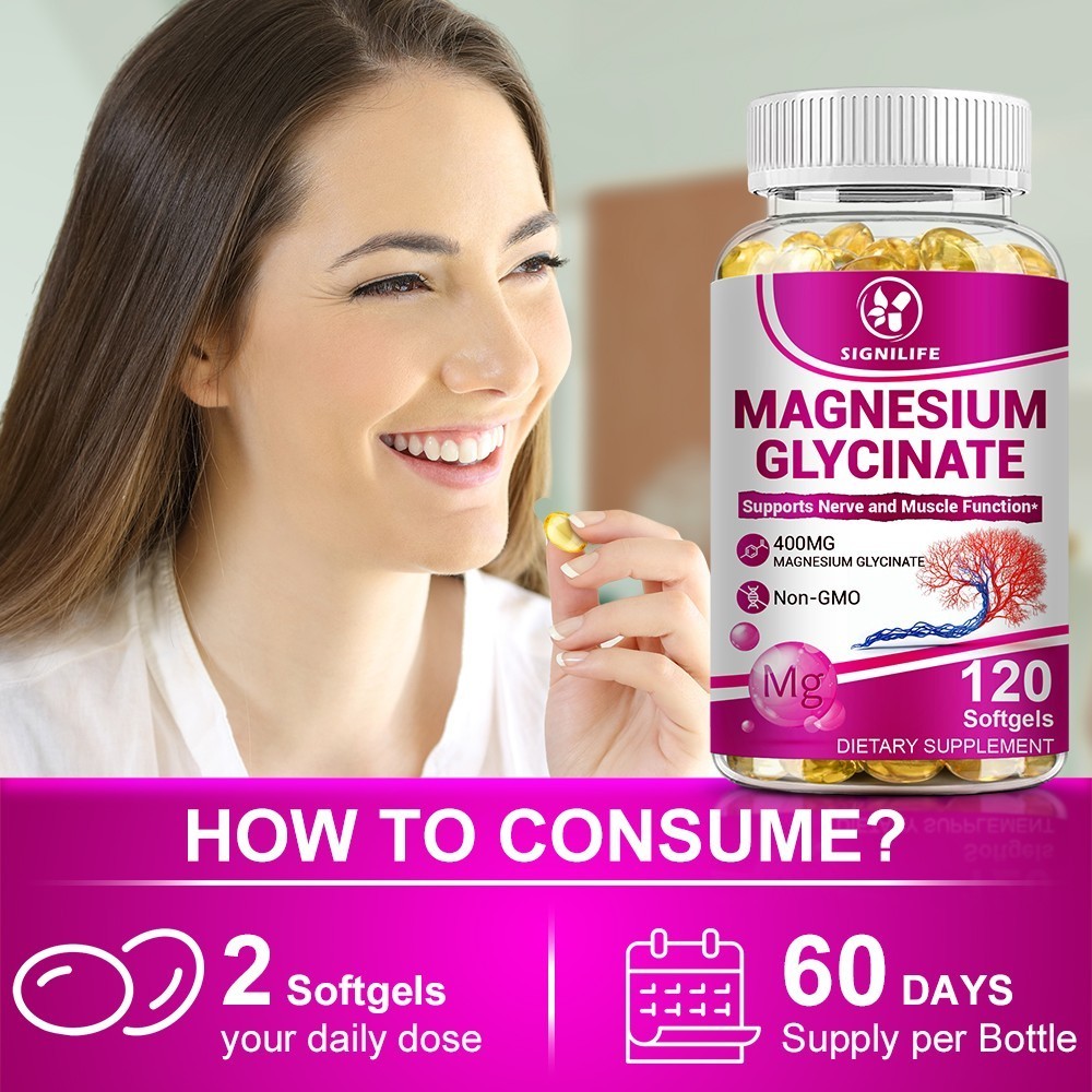 Magnesium Glycinate 400mg -4 * 120 Capsules For Sleep, Stress Relief Support Bon