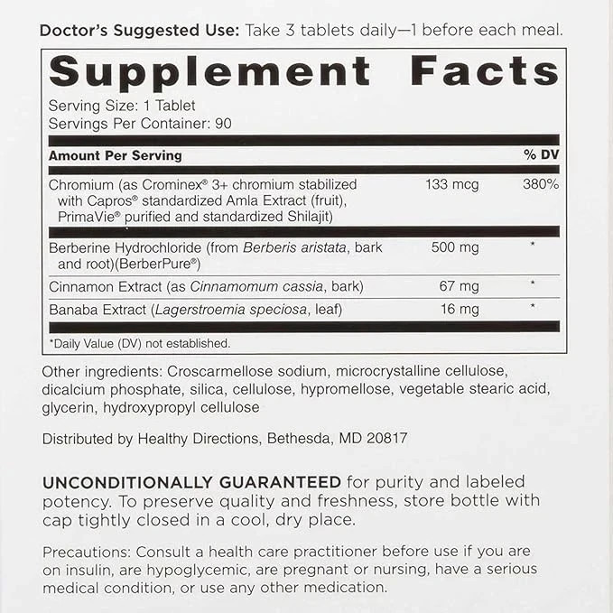 Doctors Preferred GlucoGold 90 Tabs with Berberine, Cinnamon & Chromium Support