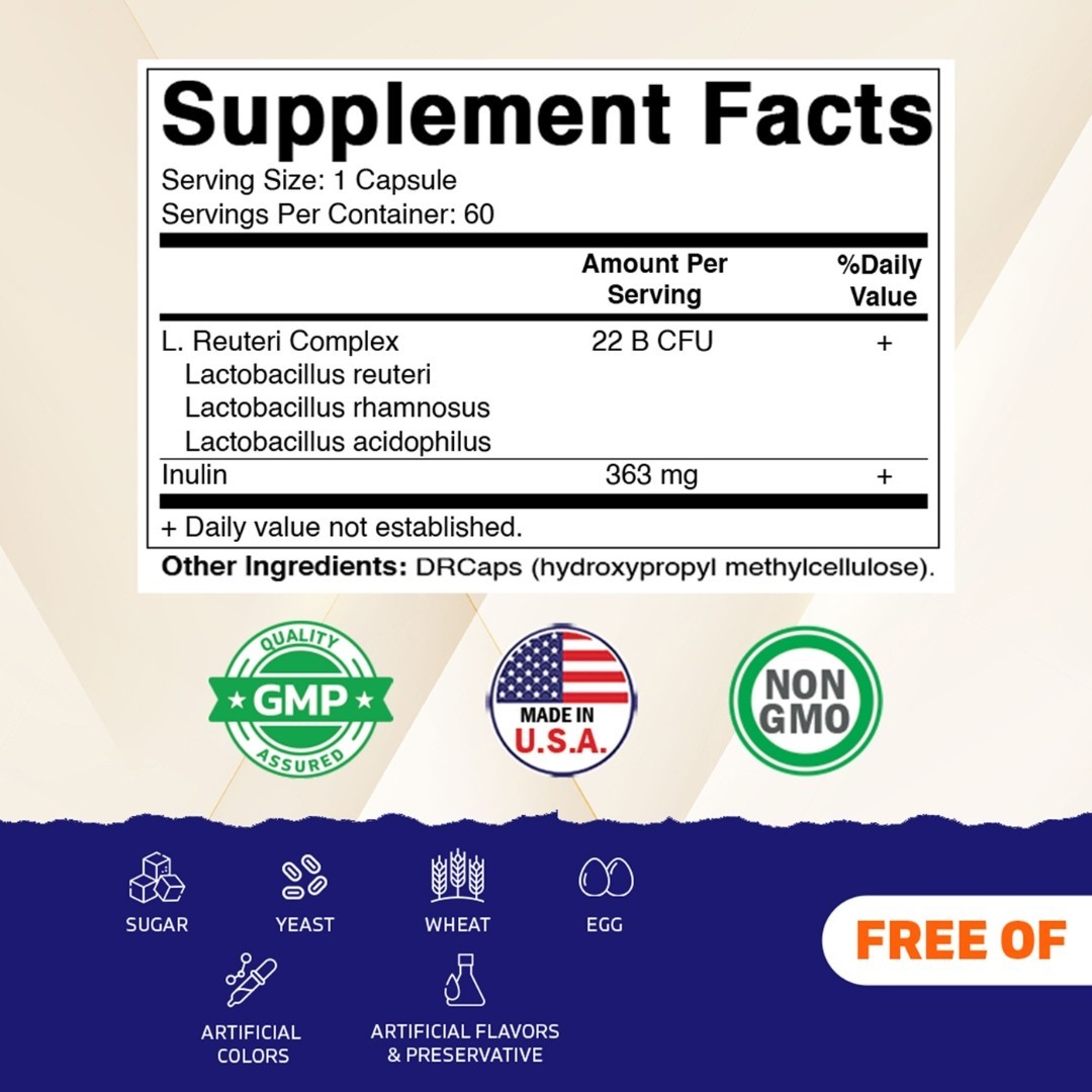Vitamatic Lactobacillus Reuteri Complex – 22 Billion per DR Capsule – 60 Count