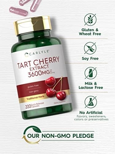 Tart Cherry Capsules | 3600mg Extract | 200 Count | by Carlyle
