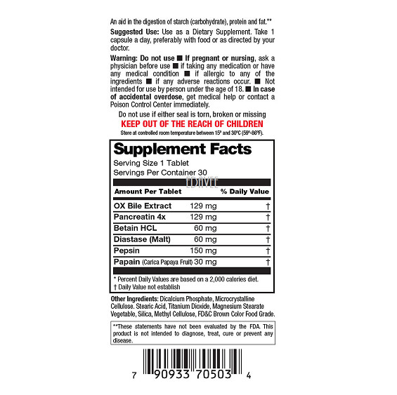 Sales Biliares Digestive Enzymes Ox Bile Pancreatin Enzimas Digestivas Germa 2pk