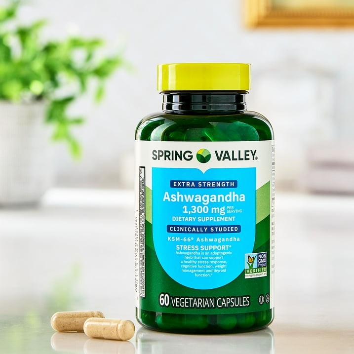 Spring Valley Ashwagandha 1300mg Dietary Supplement 60 Vegetarian Capsules