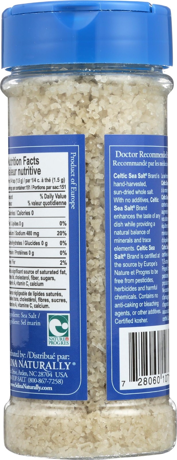 Light Grey Celtic Sea Salt Shaker – Easy to Use, Large 8 Ounce (Pack of 1)