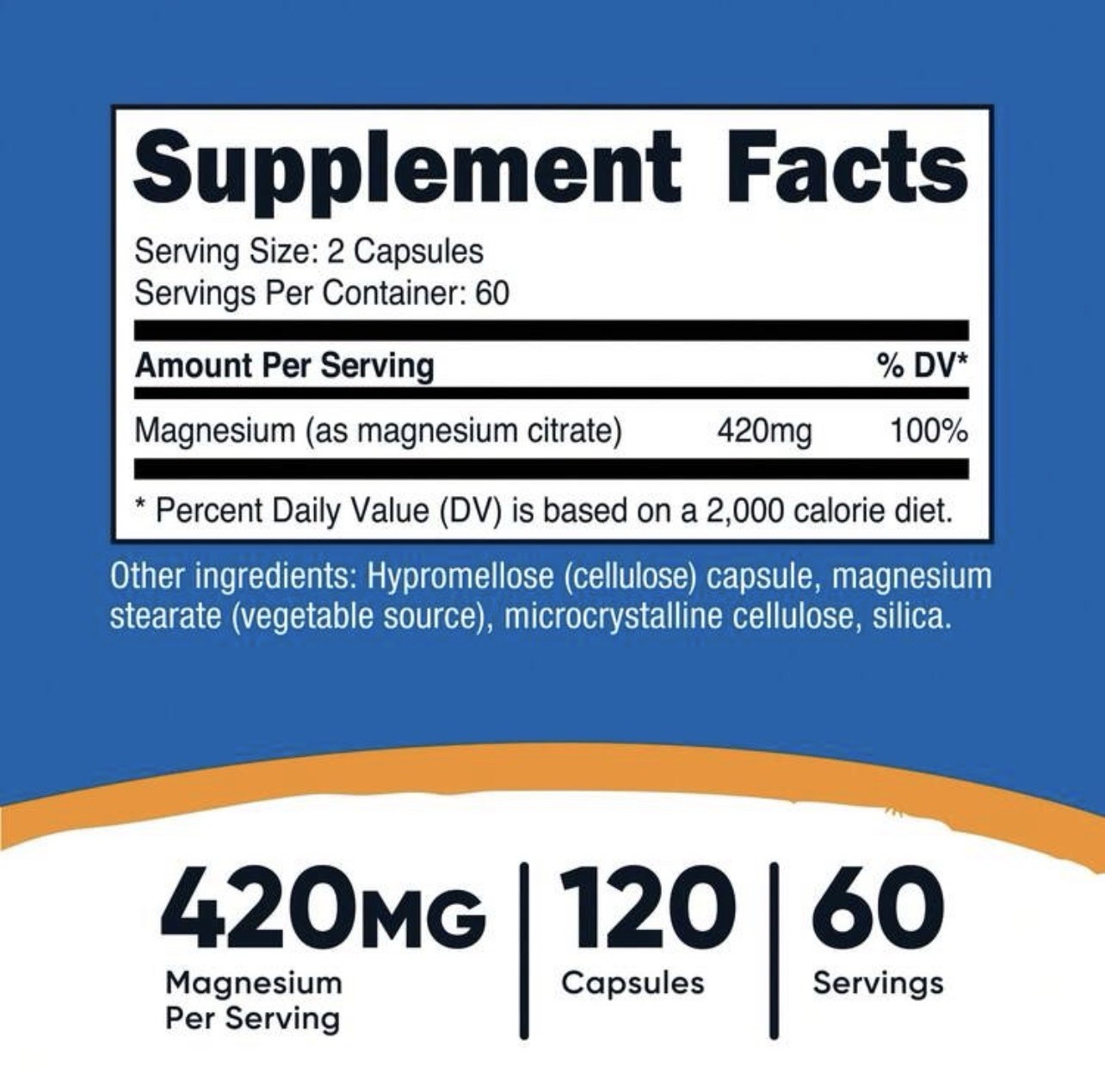 Nutricost Magnesium Citrate 420mg 120 Veggie Capsules Gluten Free Non-GMO