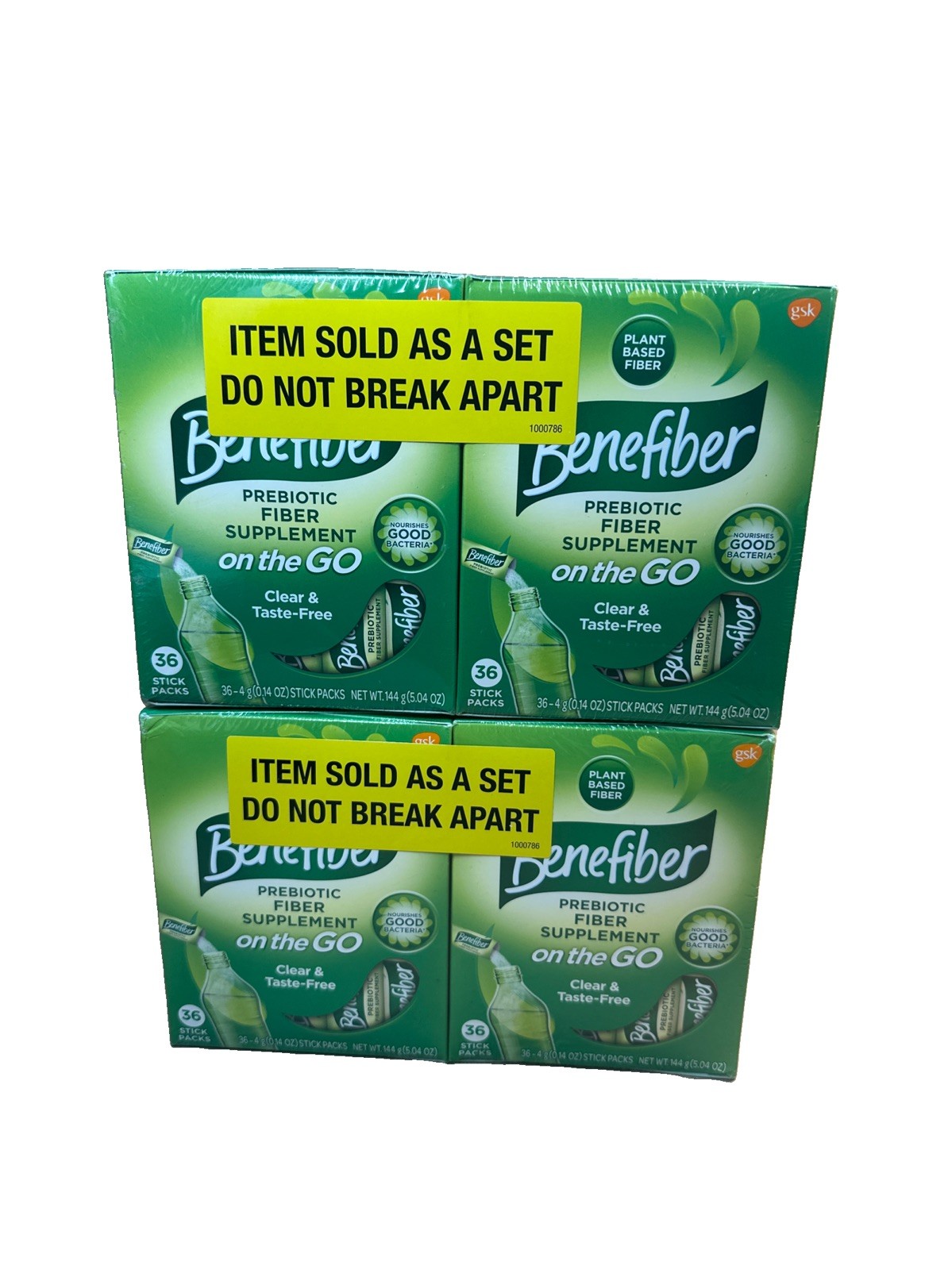 Benefiber On The GO Prebiotic Fiber Supplement 4 Pack 144 Sticks Unflavored