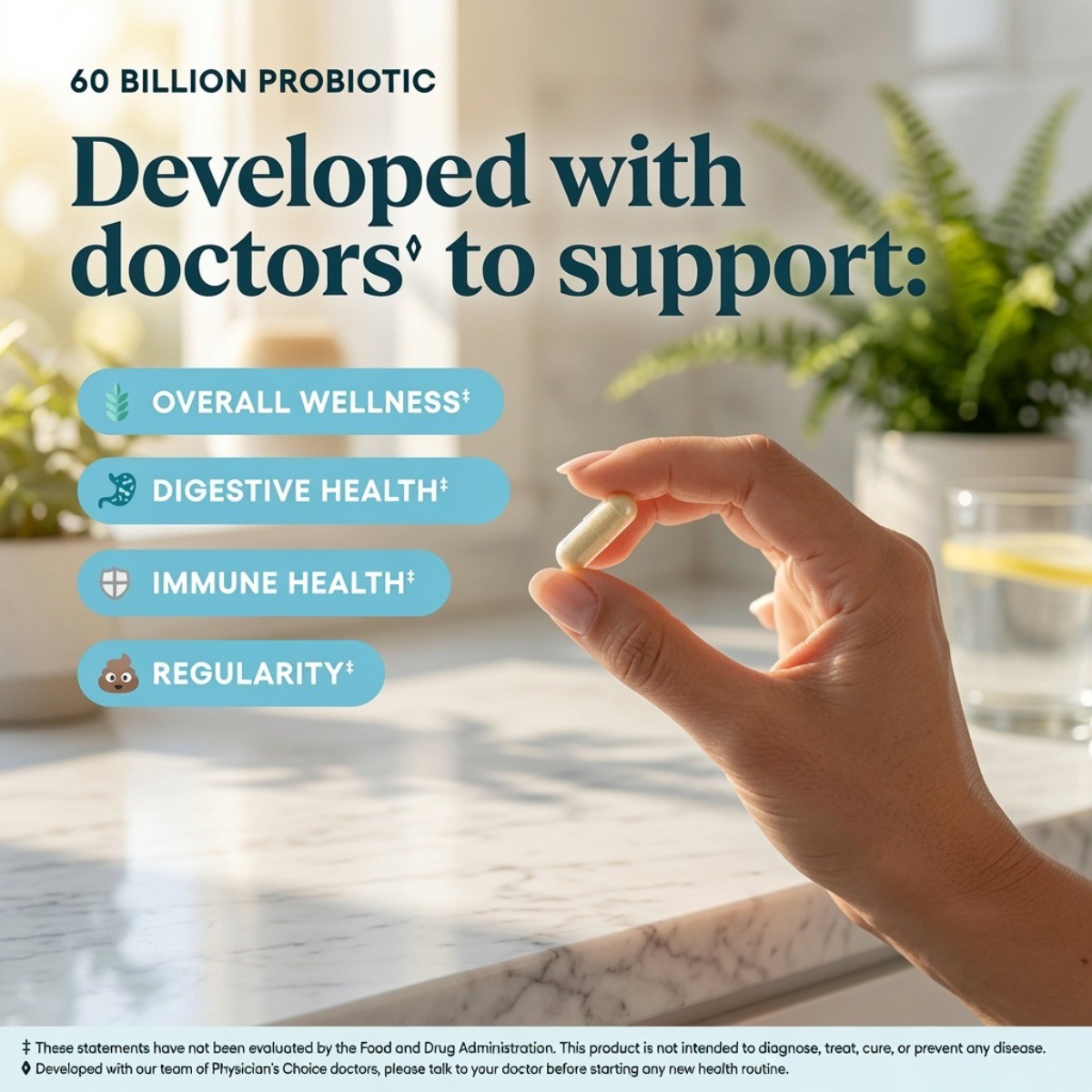 Physician’s Choice 60 Billion Probiotic 84 Caps -10 Strain +Prebiotic,Gut Health