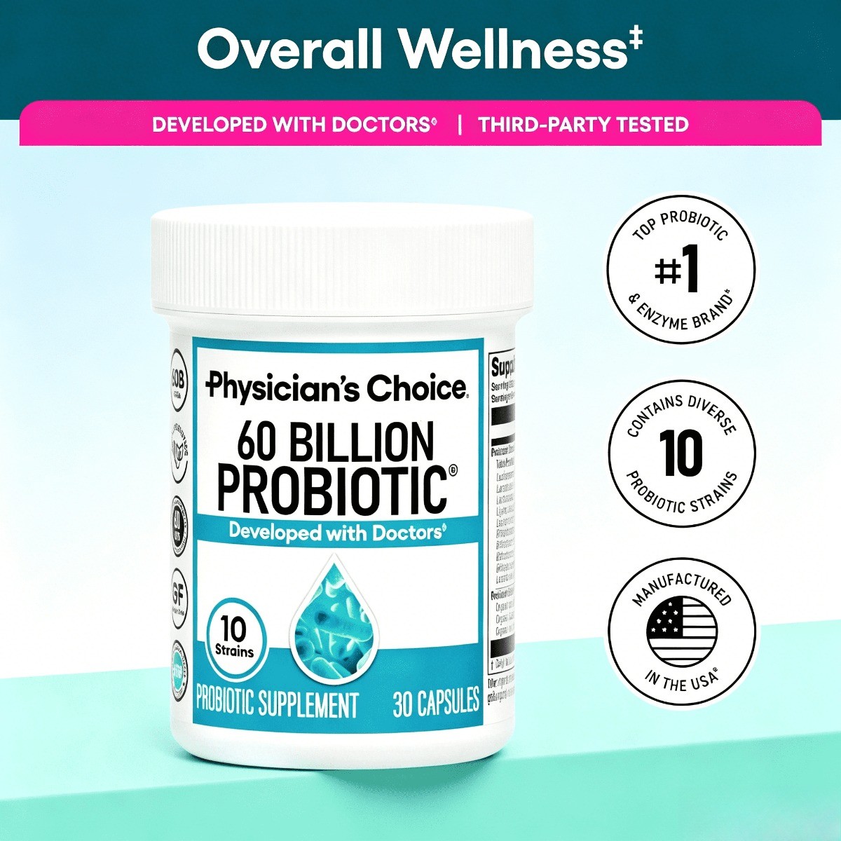Physician’s Choice 60B Probiotic – Daily Gut & Immune Health, 10 Strains