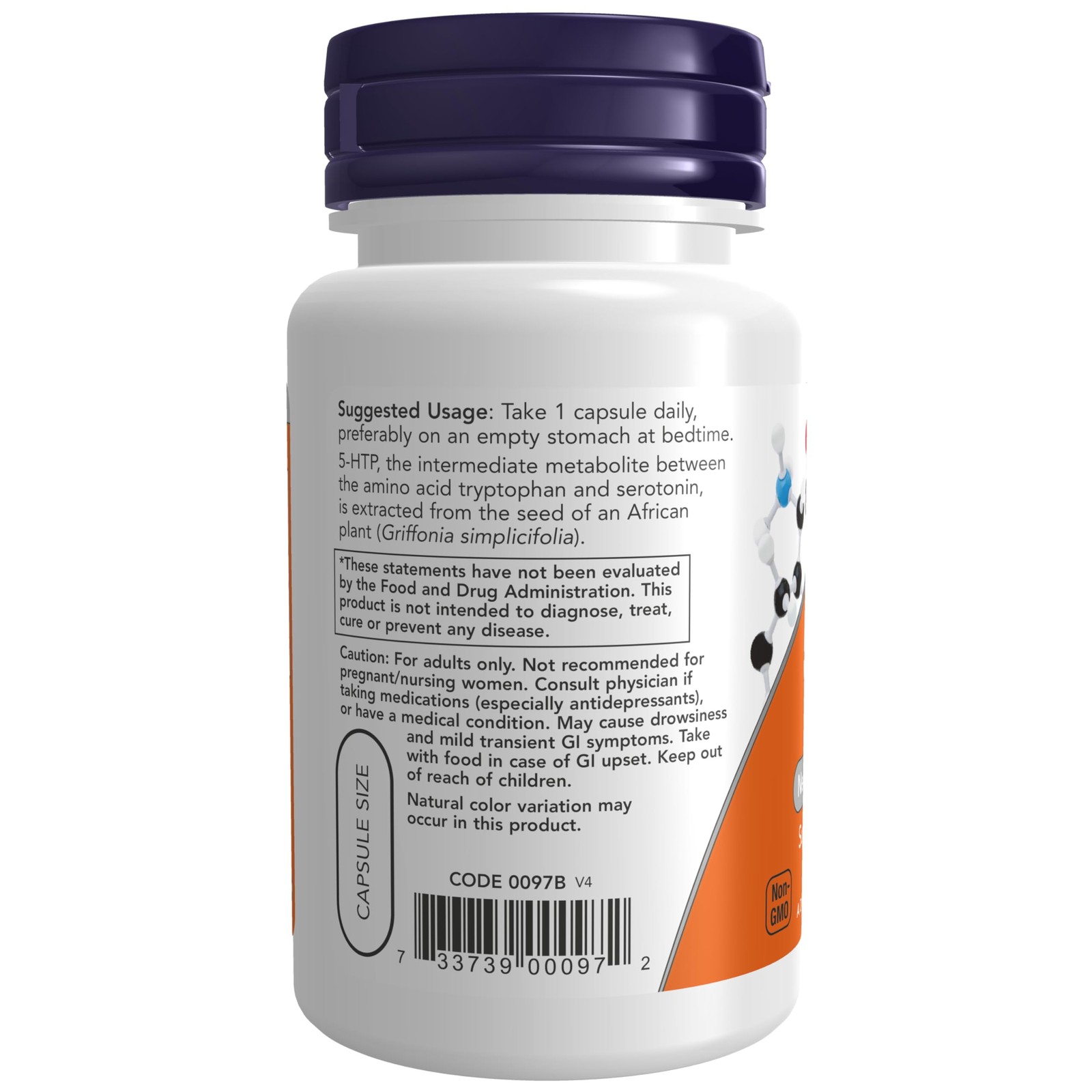 NOW Foods Supplements, 5-HTP 30 Count (Pack of 1), Light Beige