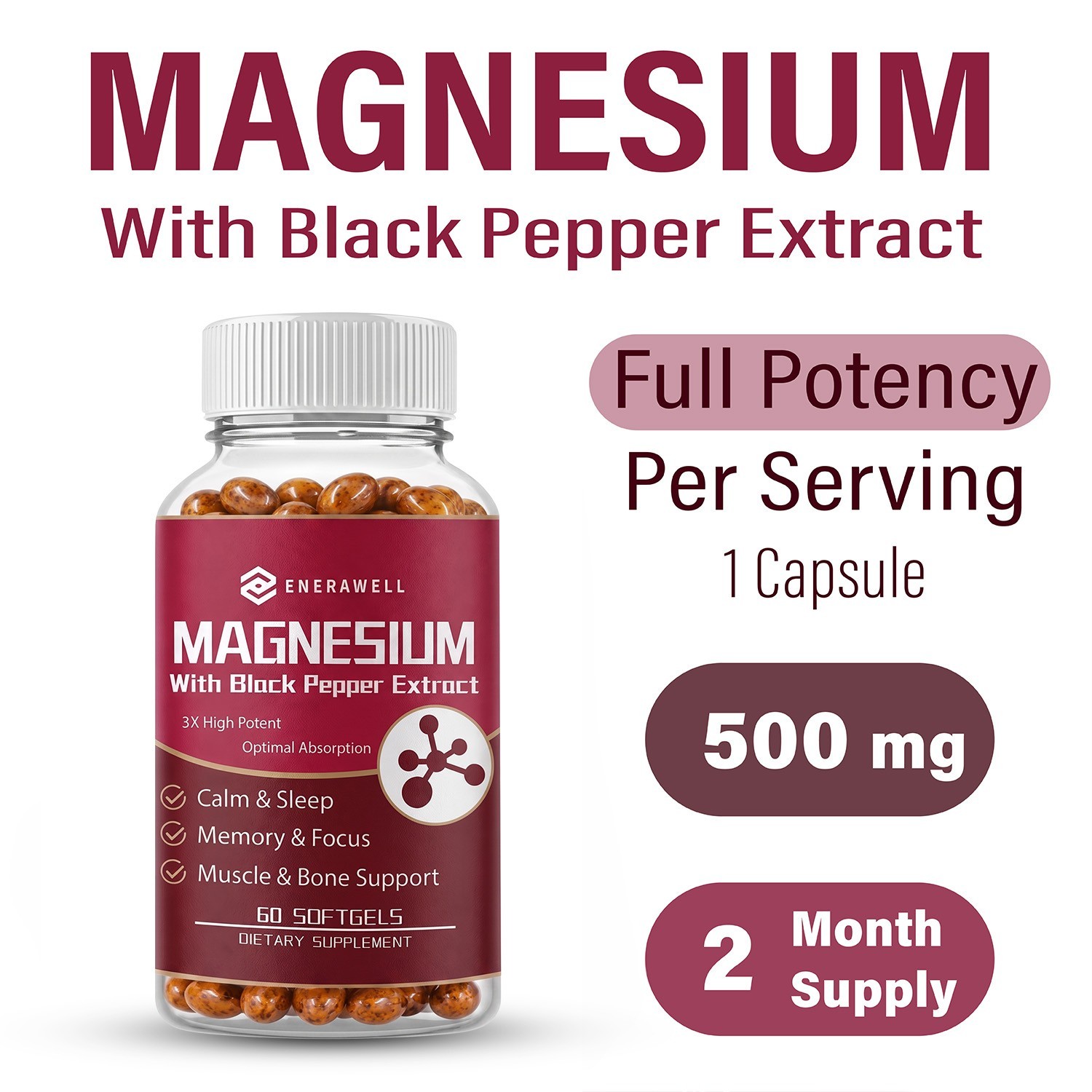 Magnesium Glycinate | Capsules Highest Potency Buffered & Chelated | 02/07/2027