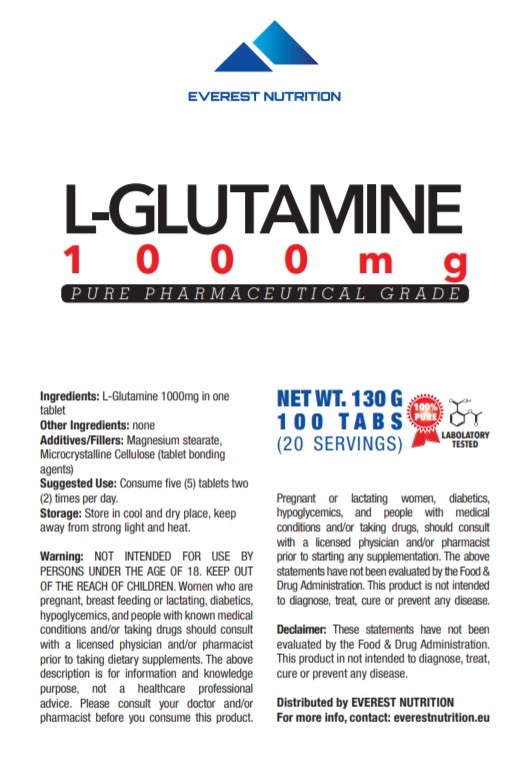 GLUTAMINE 1000 mg TABLETS PURE PHARMACEUTICAL QUALITY ANTICATABOLIC, LEAN MUSCLE