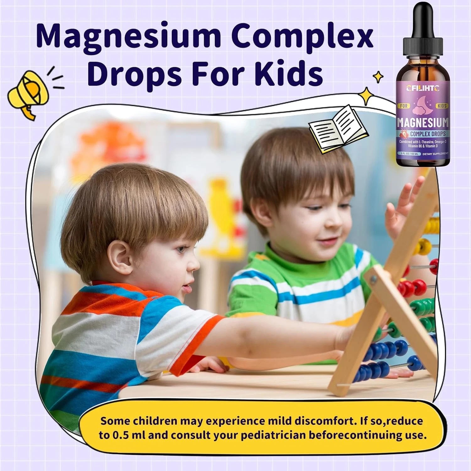 Kids Magnesium Liquid Drops Magnesium Glycinate Liquid for Kids Sleep Supplement