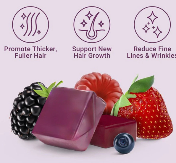 Hair Growth Accelerator Lustrav Soft Chews Mixed Berry 60 Count