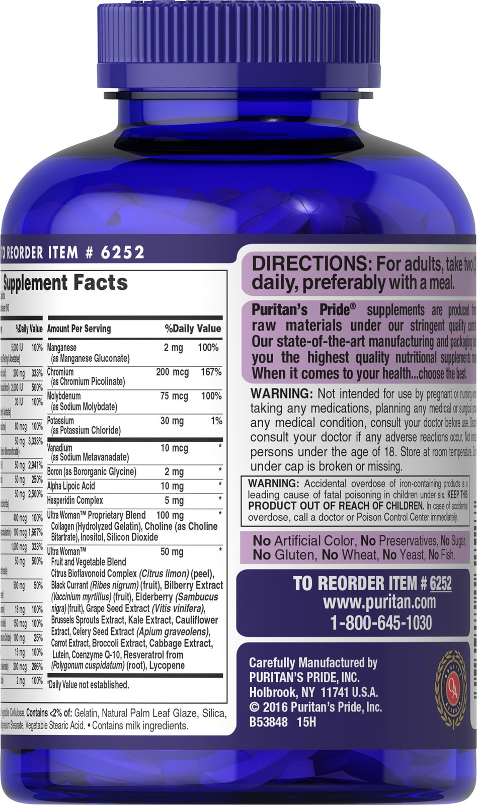 Puritan’s Pride Ultra Women Daily Multi Timed Release – 180 Caplets
