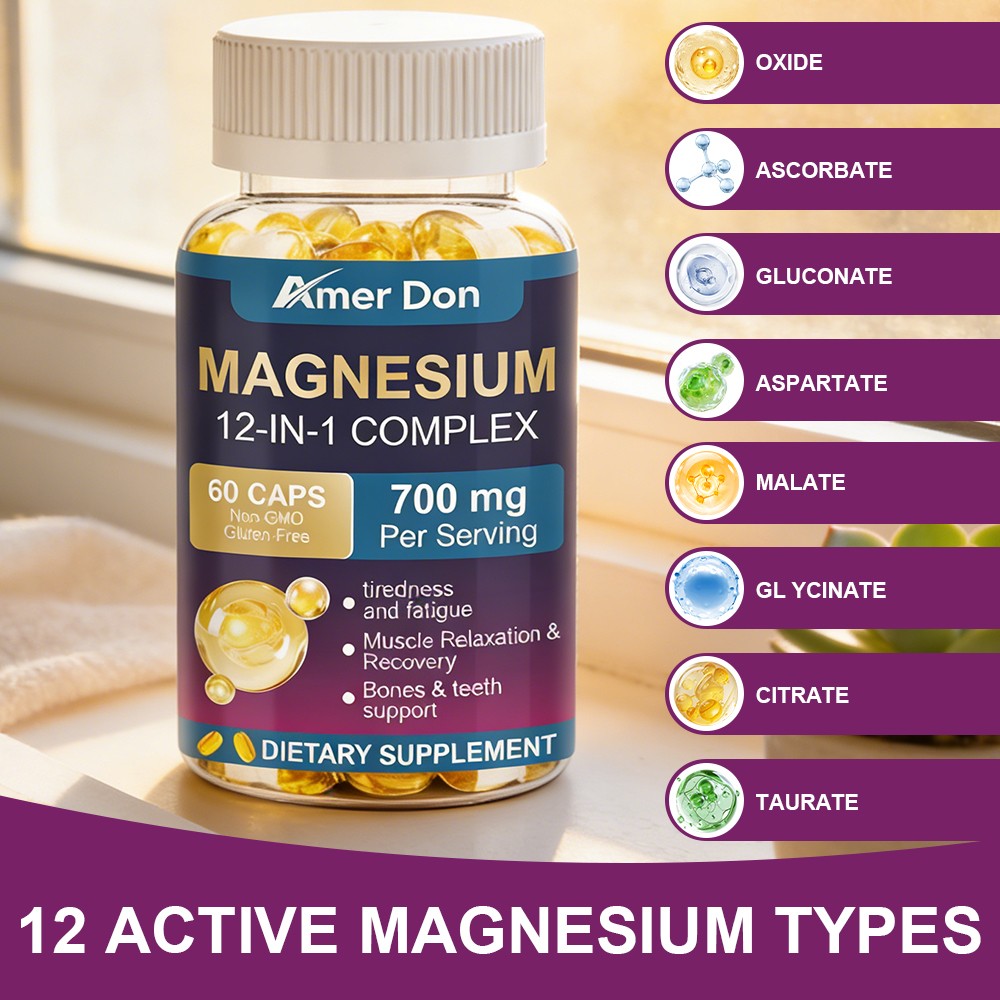 Magnesium Glycinate Chelated Magnesium Bisglycinate 1330mg 30/120 Vegan Capsules